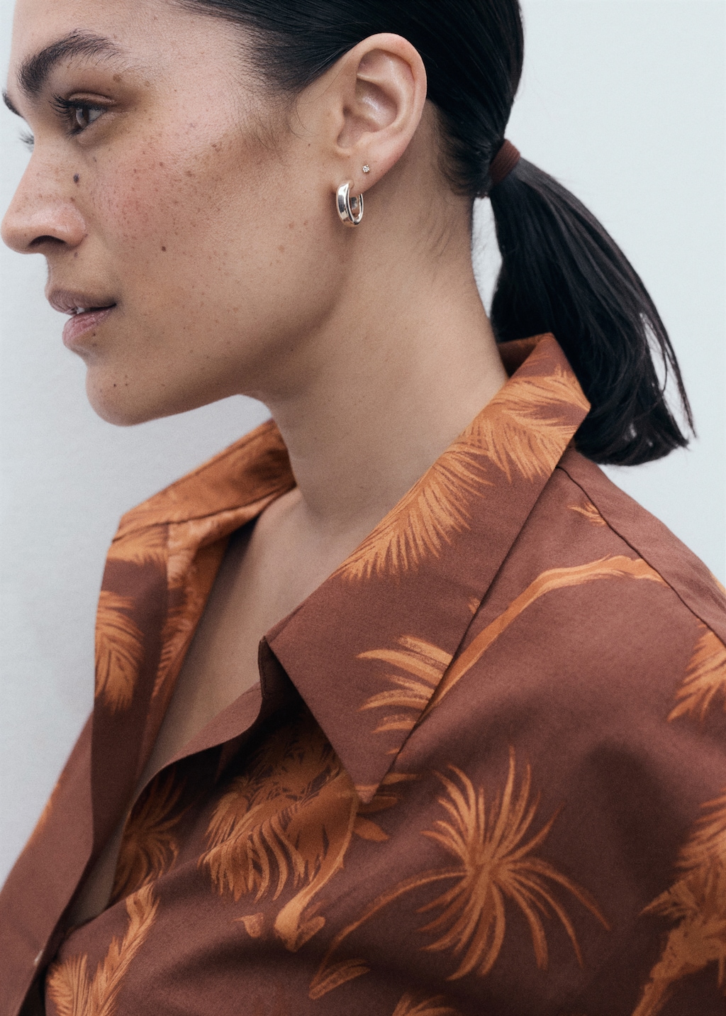 Palm print cotton shirt