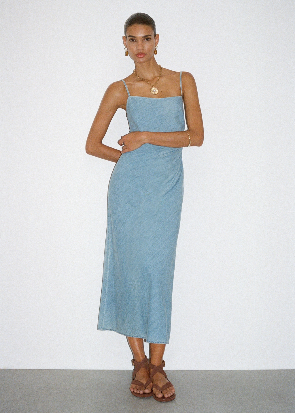 Draped denim dress