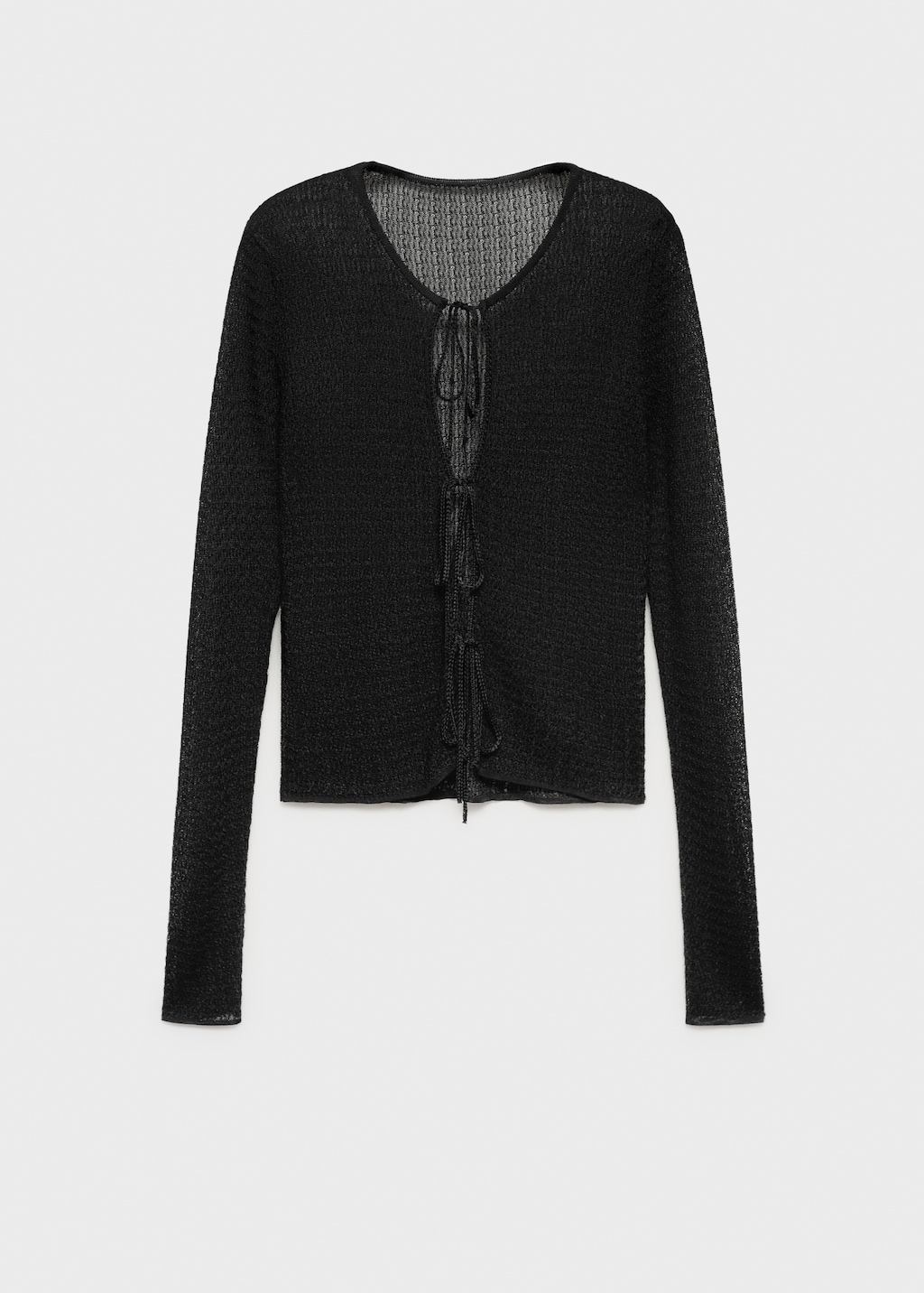 Knitted cardigan with ties - Women | MANGO USA