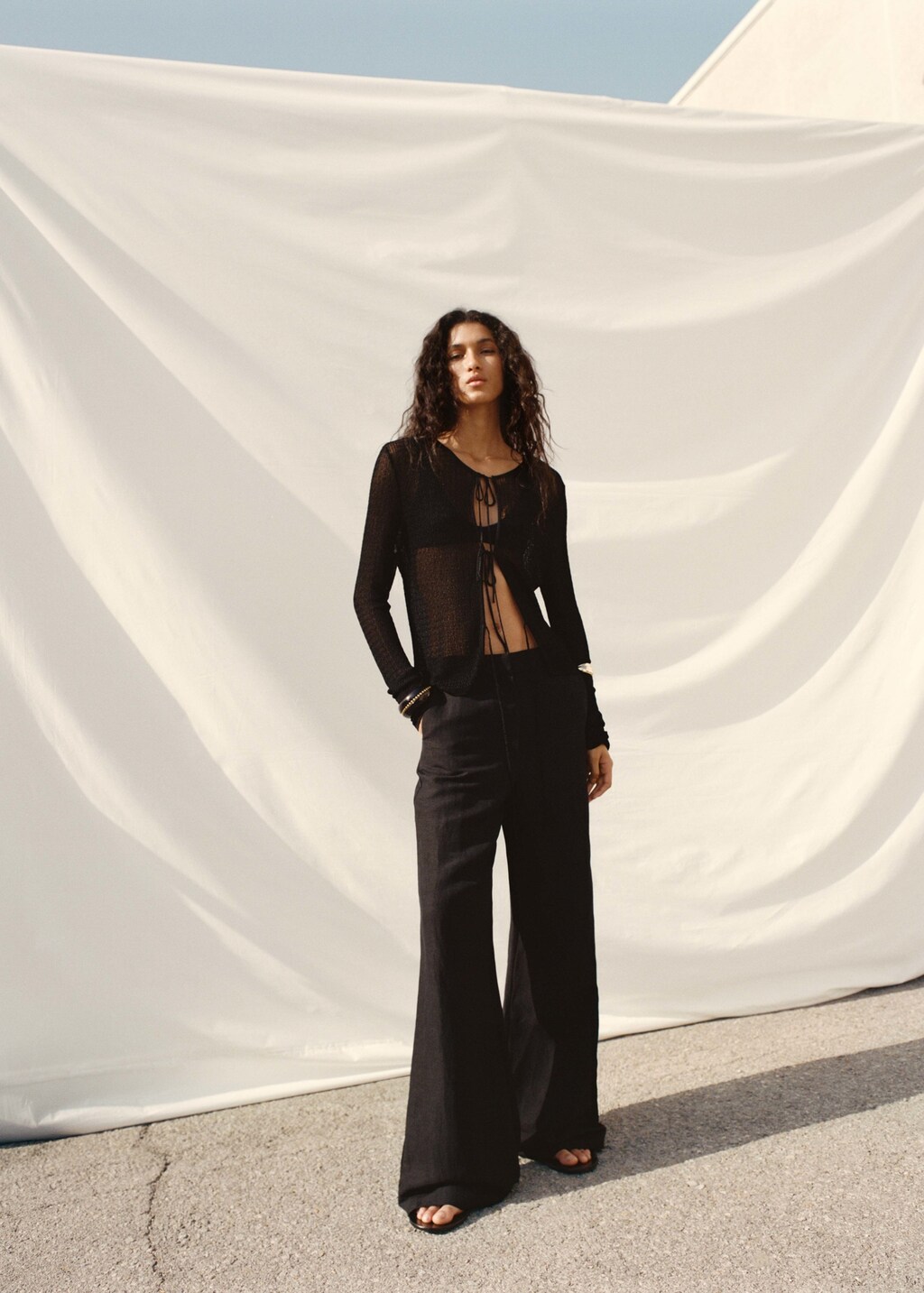 Mango Knitted cardigan with ties