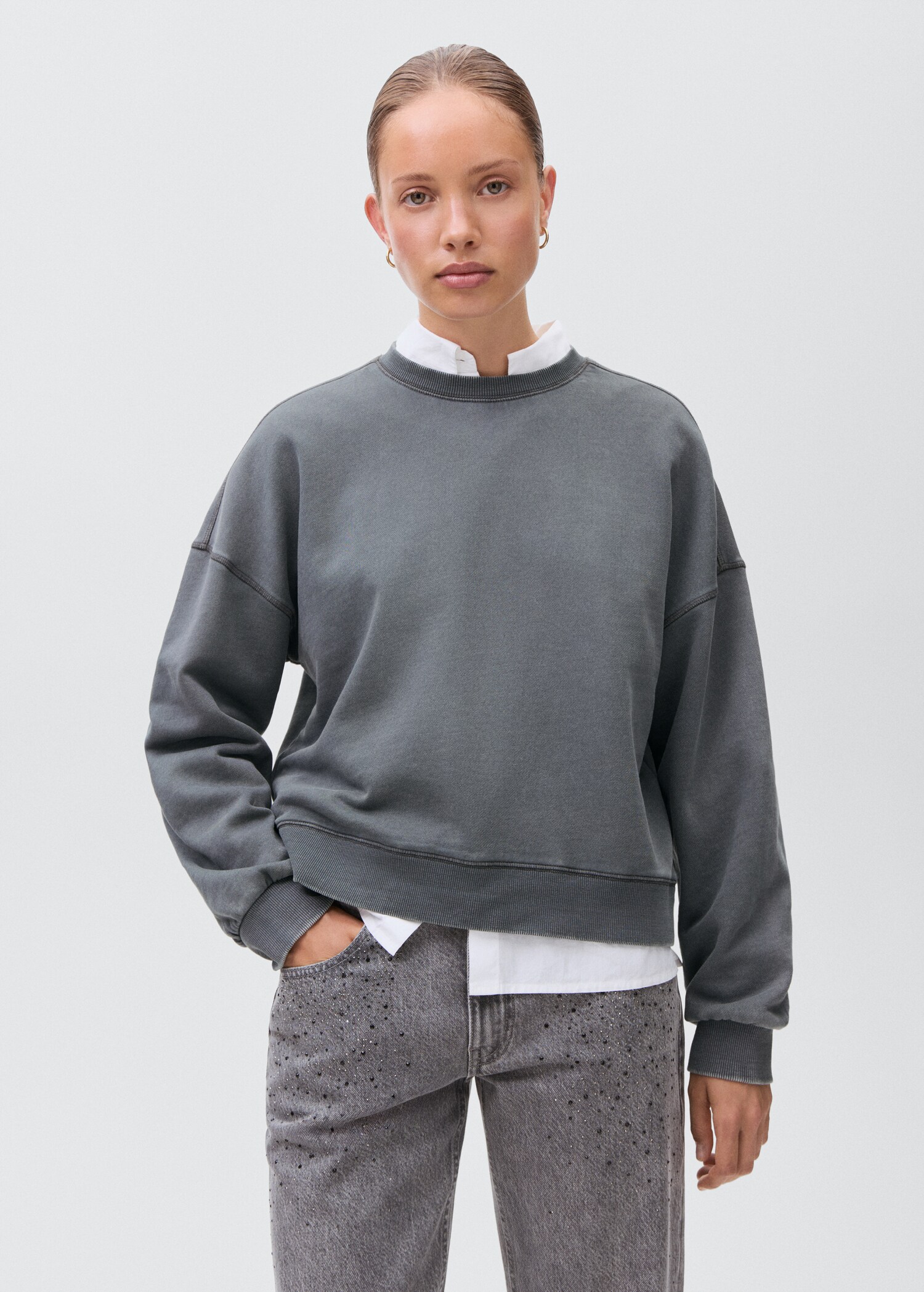 Sudadera lisa algodón - Plano medio