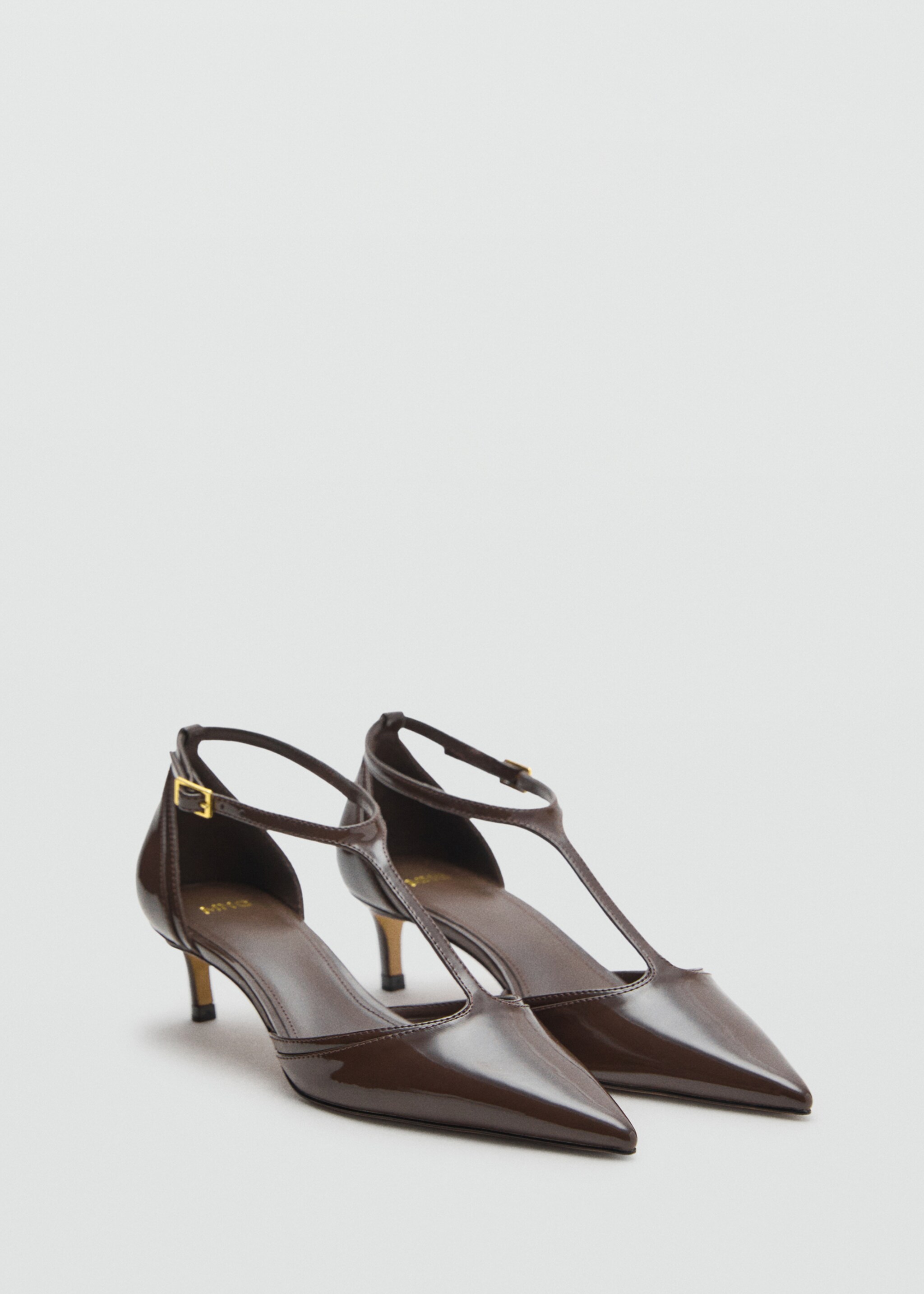 Kitten-heel patent leather shoes - Medium plane, Khaki. Ref: 17092920-00.
