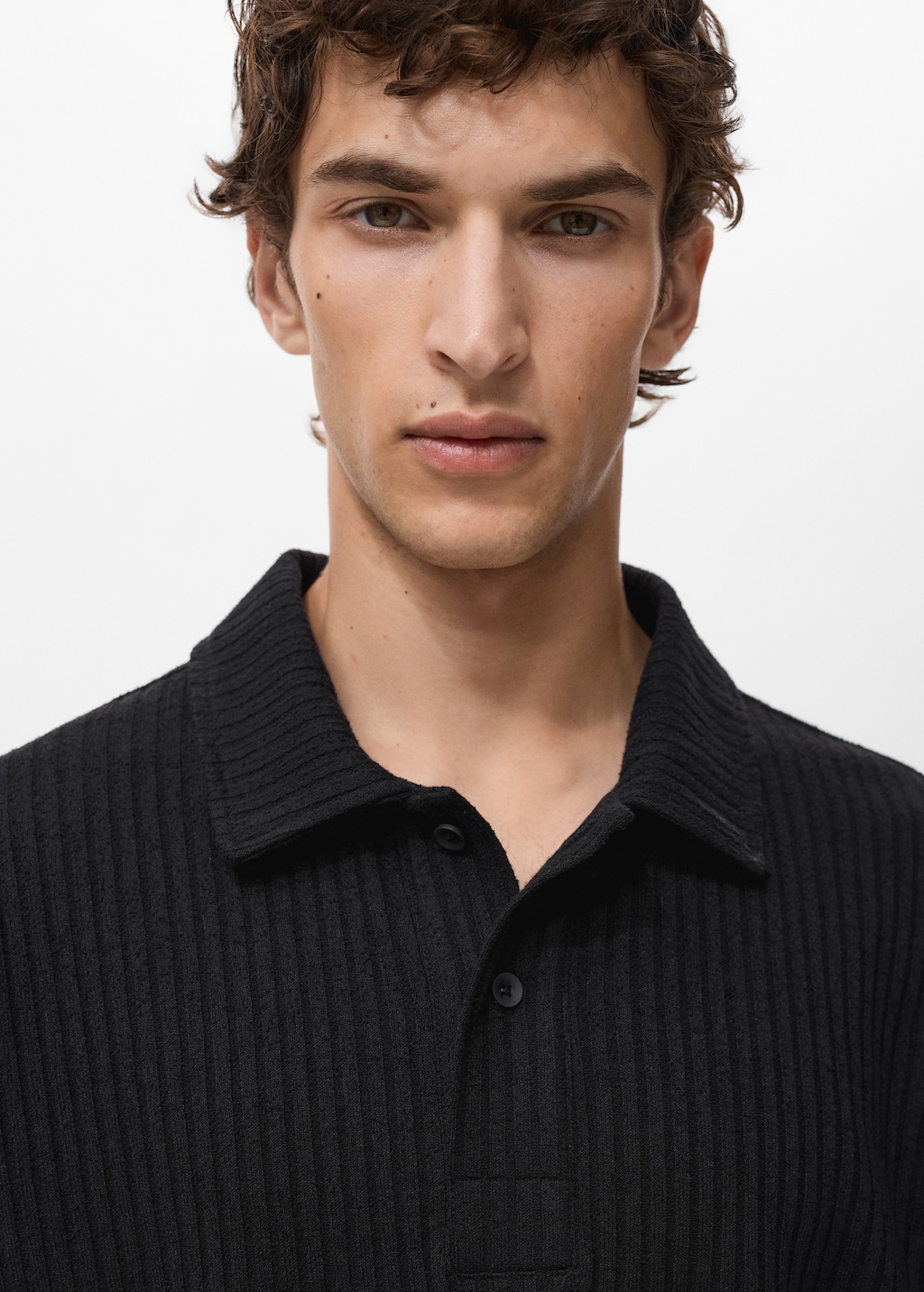 Textured knitted polo shirt