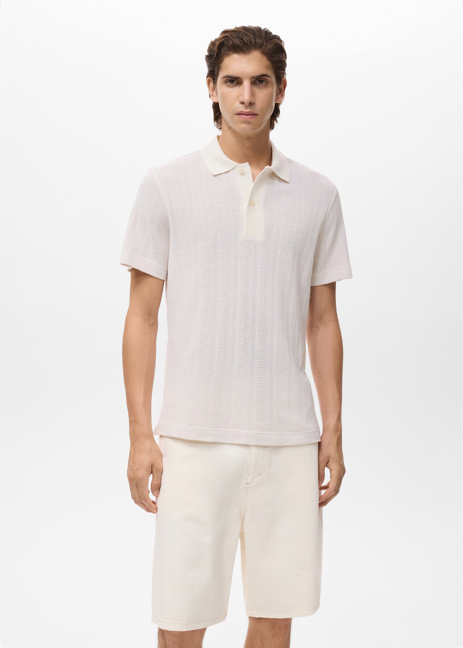 Polo maille ajourée coton - Plan moyen