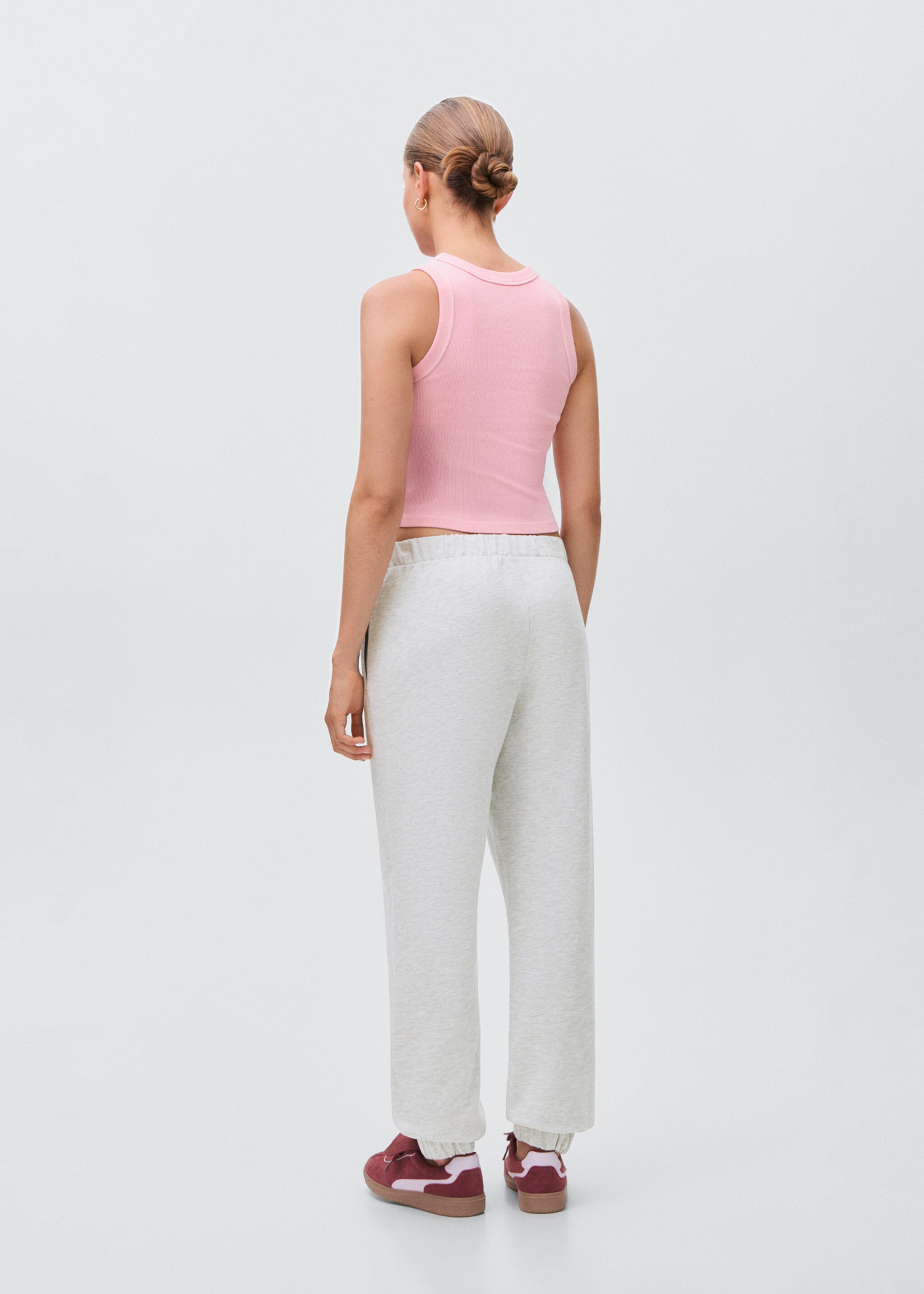 Cotton joggers with elastic waist - Reverse of the article, Light Heather Grey. Ref: 17092925-00.