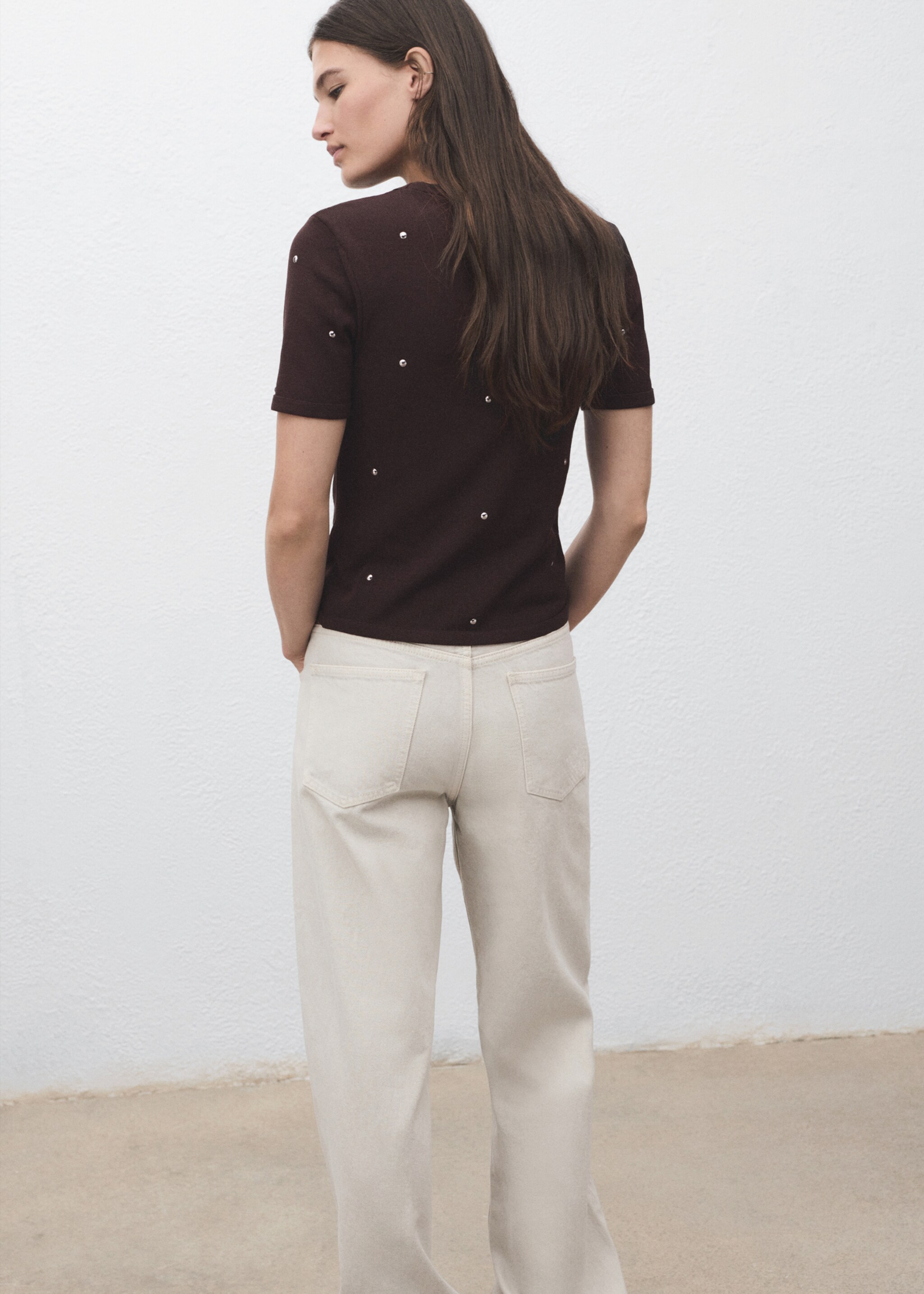 Pull maille strass - Verso de l’article, Marron. Ref: 17092926-00.