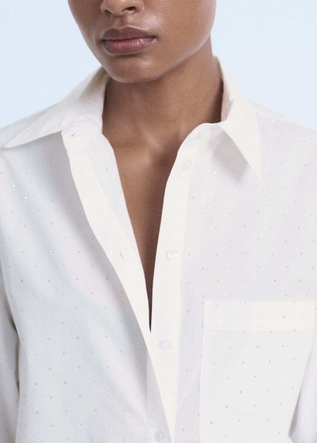 Rhinestone cropped shirt - image 4