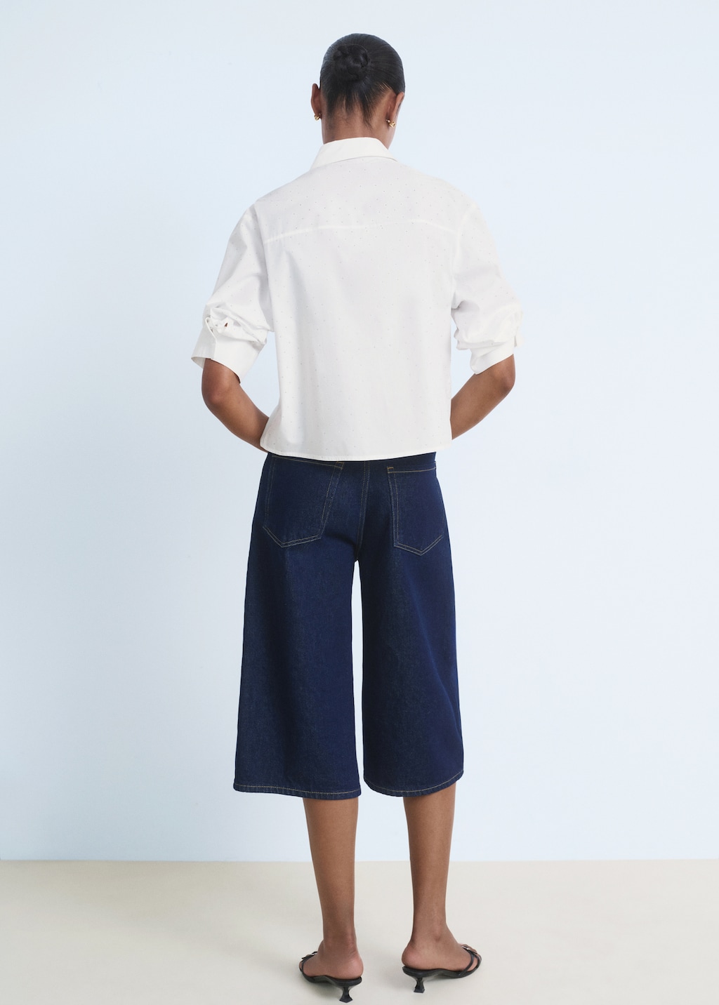 Rhinestone cropped shirt - image 3