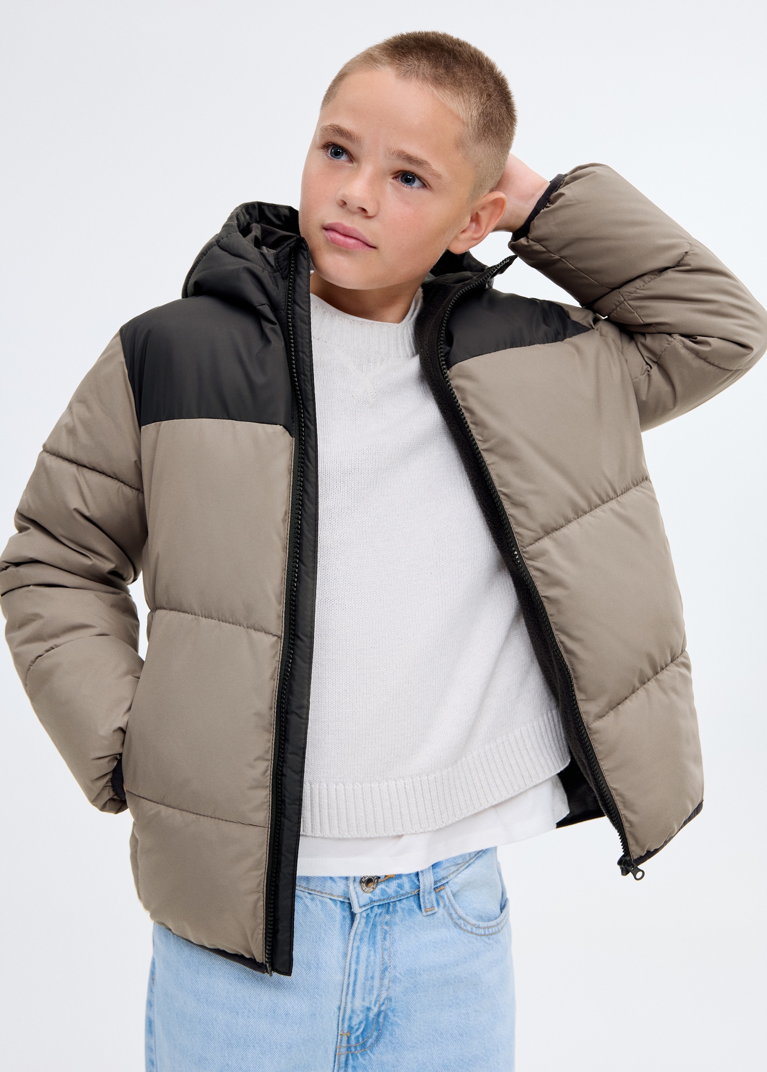 Bicolour quilted anorak - Medium plane