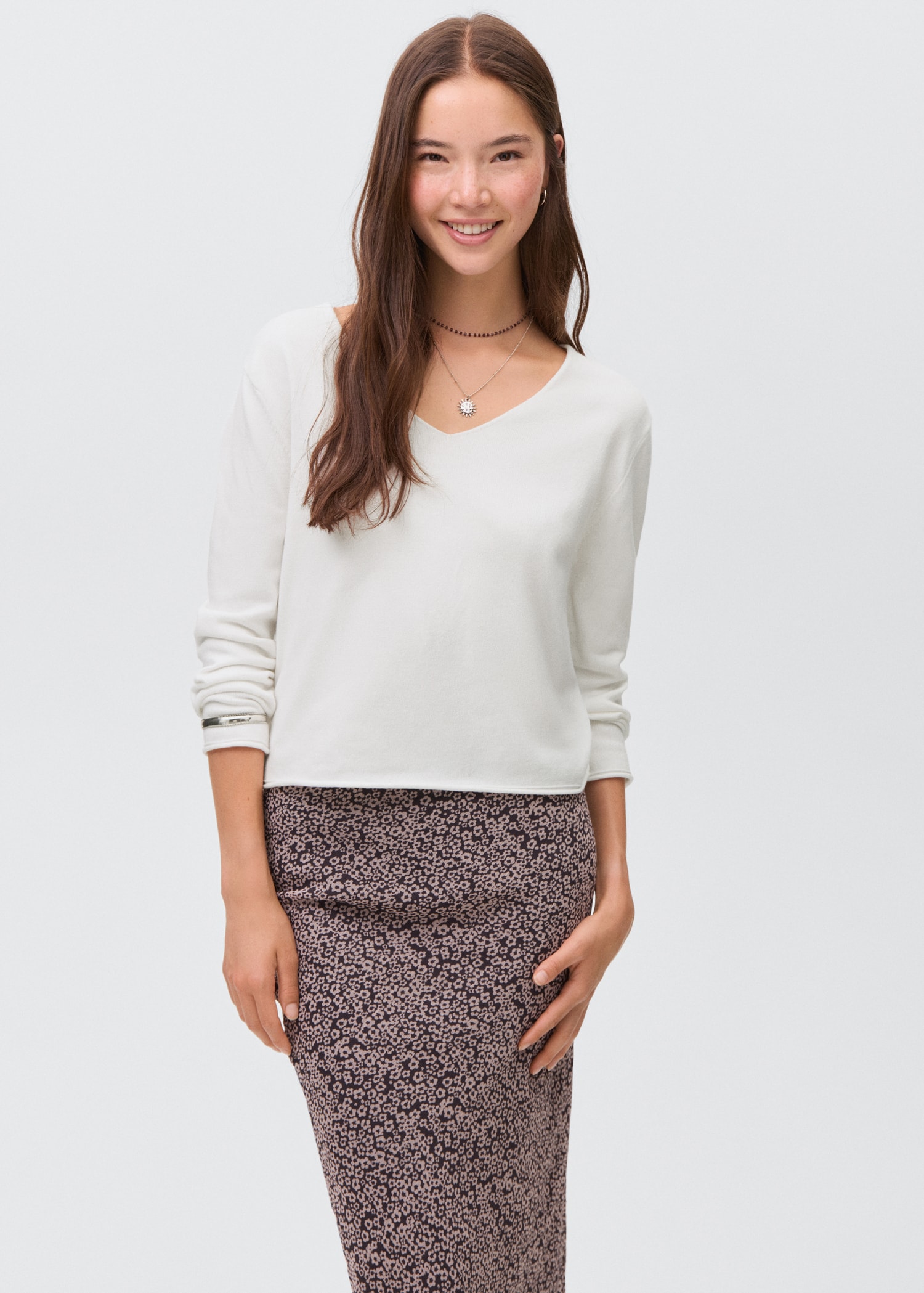 Pull-over maille col en V - Plan moyen