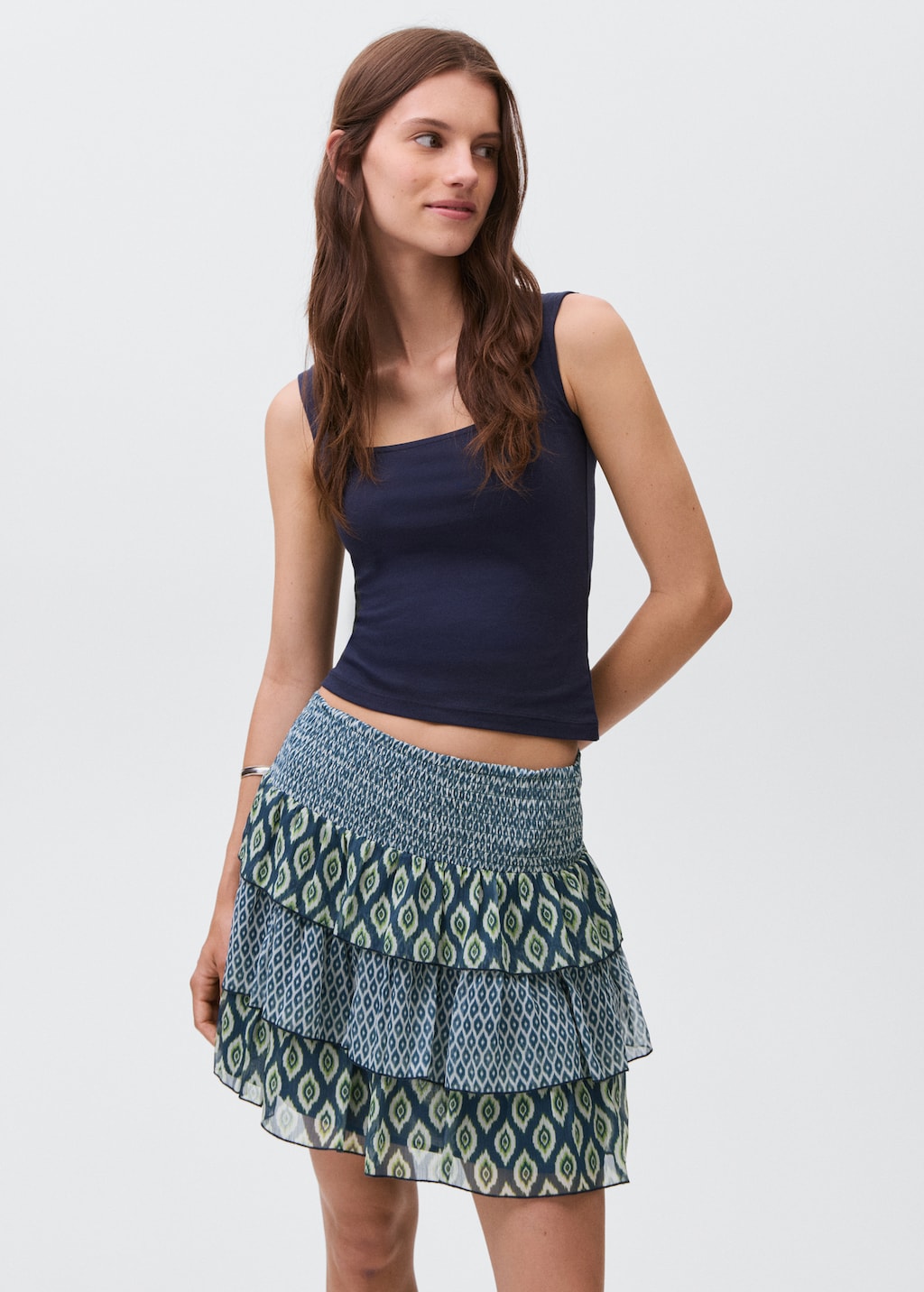 Printed ruffle skirt