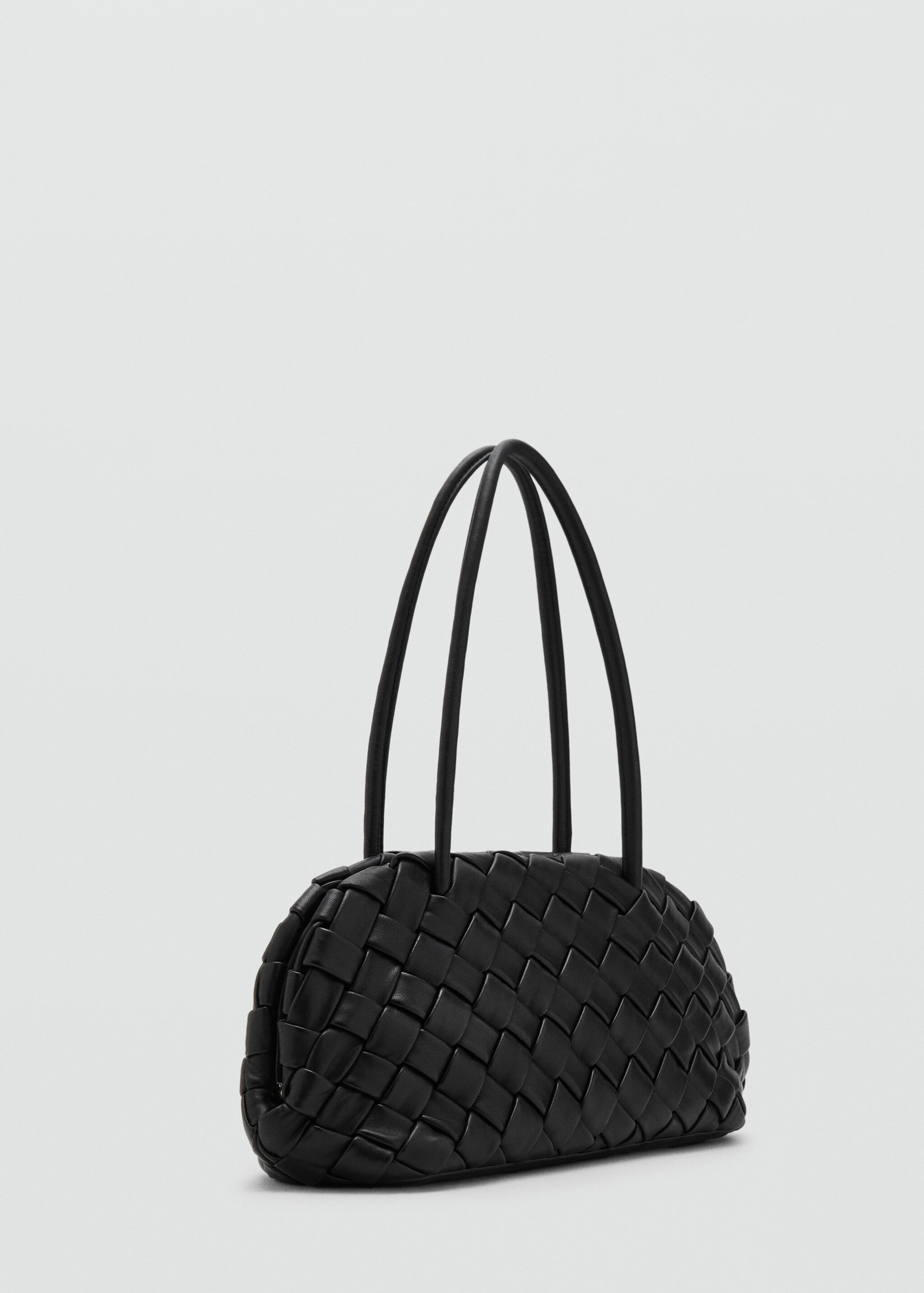 Geflochtene Leder-Schultertasche in mittlerer Größe - Mittlere Ansicht, Schwarz. Ref: 17093307-00.