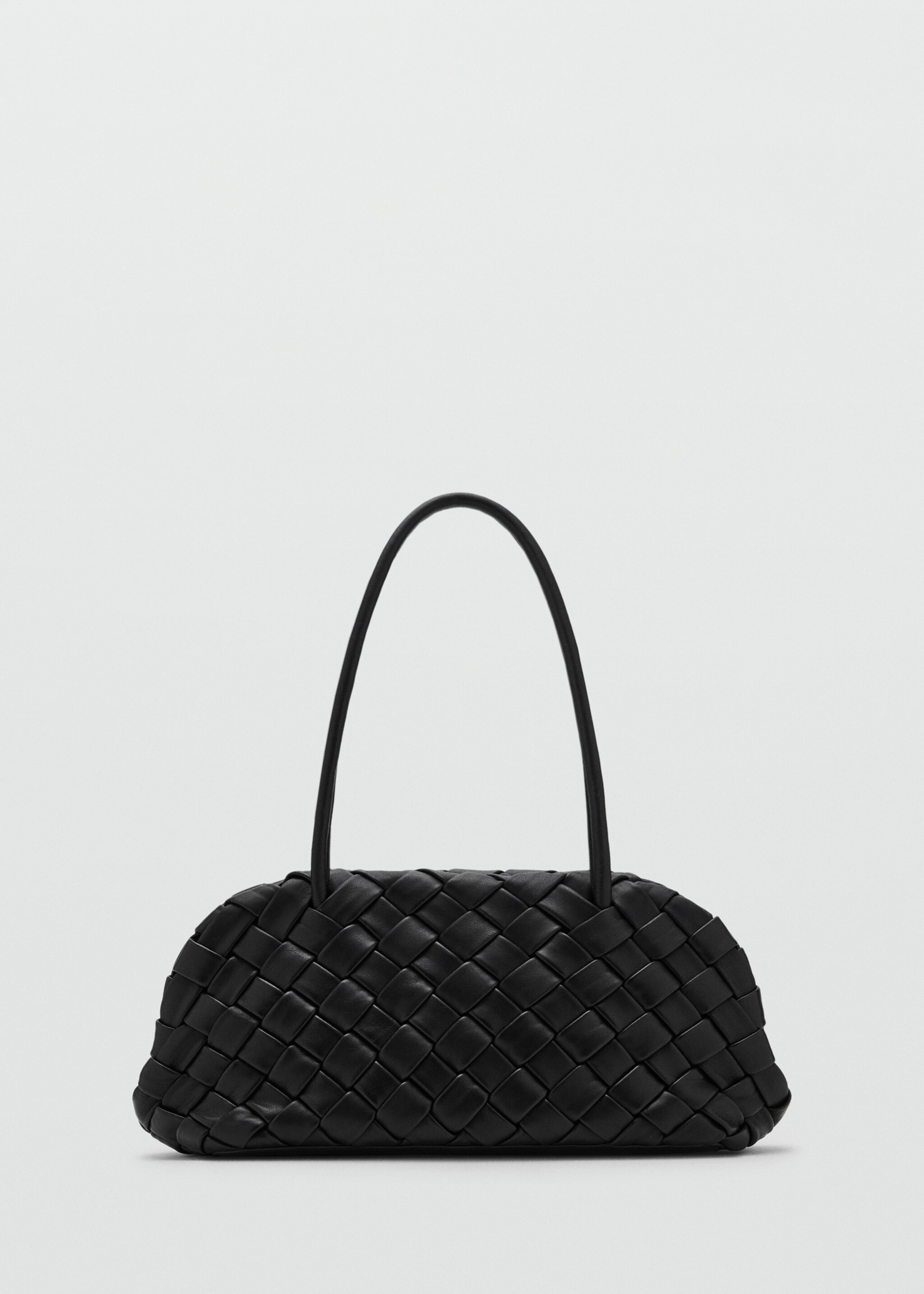 Geflochtene Leder-Schultertasche in mittlerer Größe - Artikel ohne Model, Schwarz. Ref: 17093307-00.