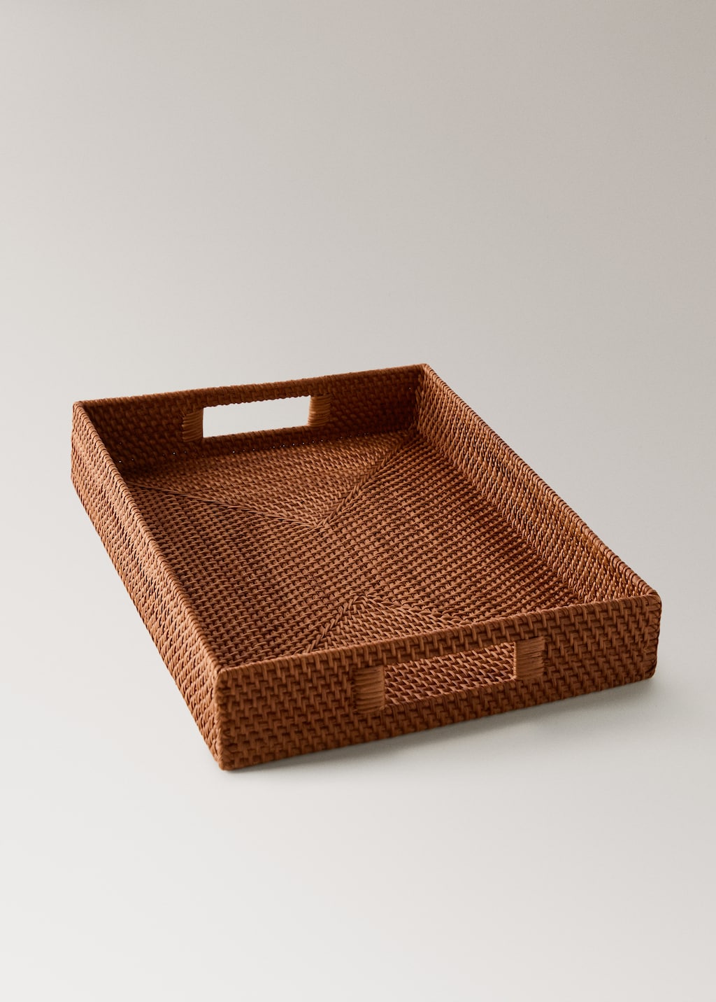 Rattan decorative tray with handles