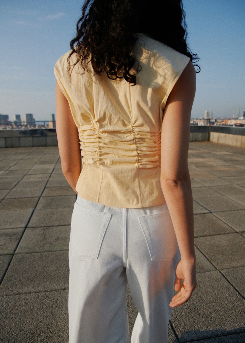 Gathered cotton blouse