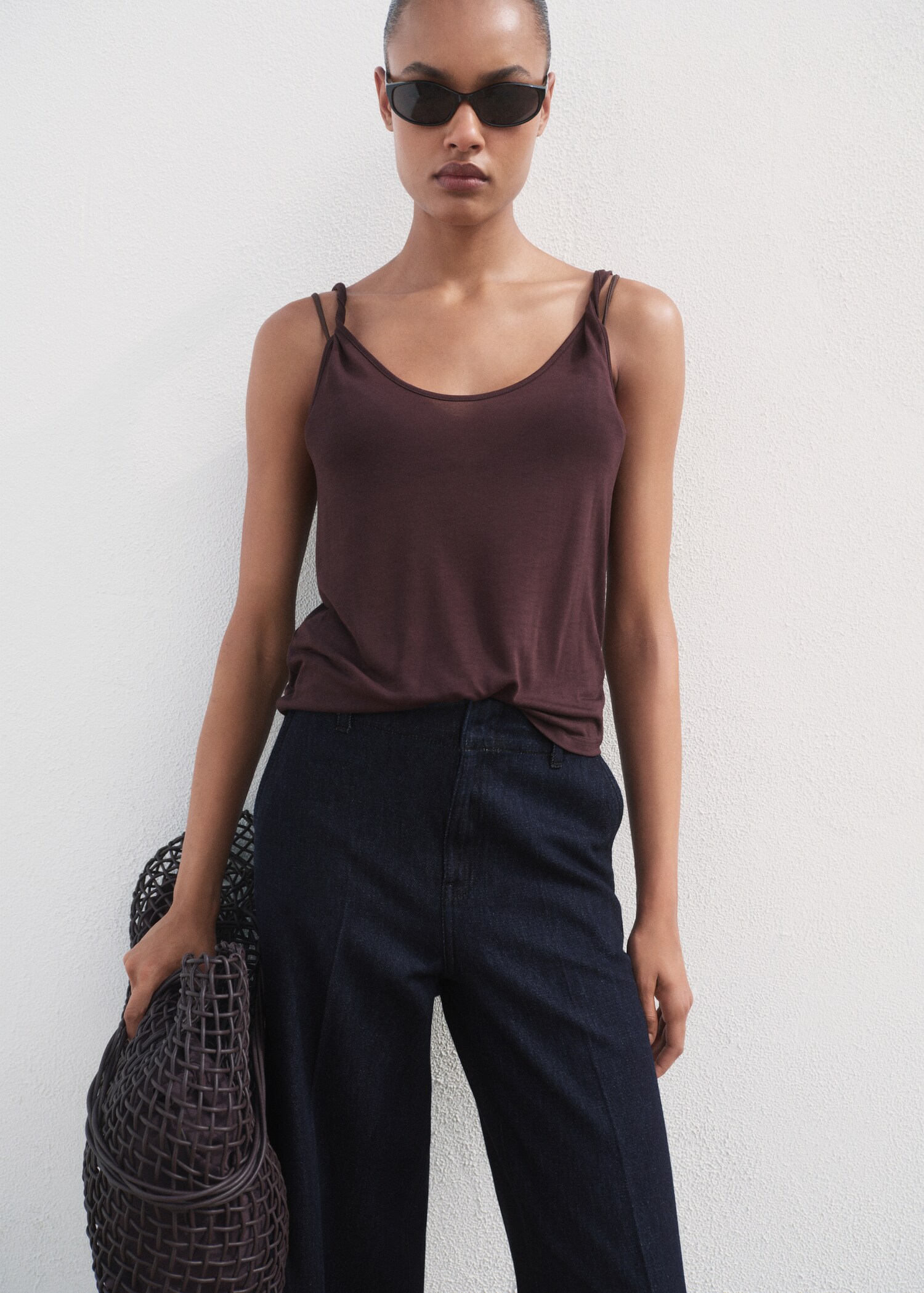 Pantalón denim wideleg tiro alto - Detalle del artículo 1