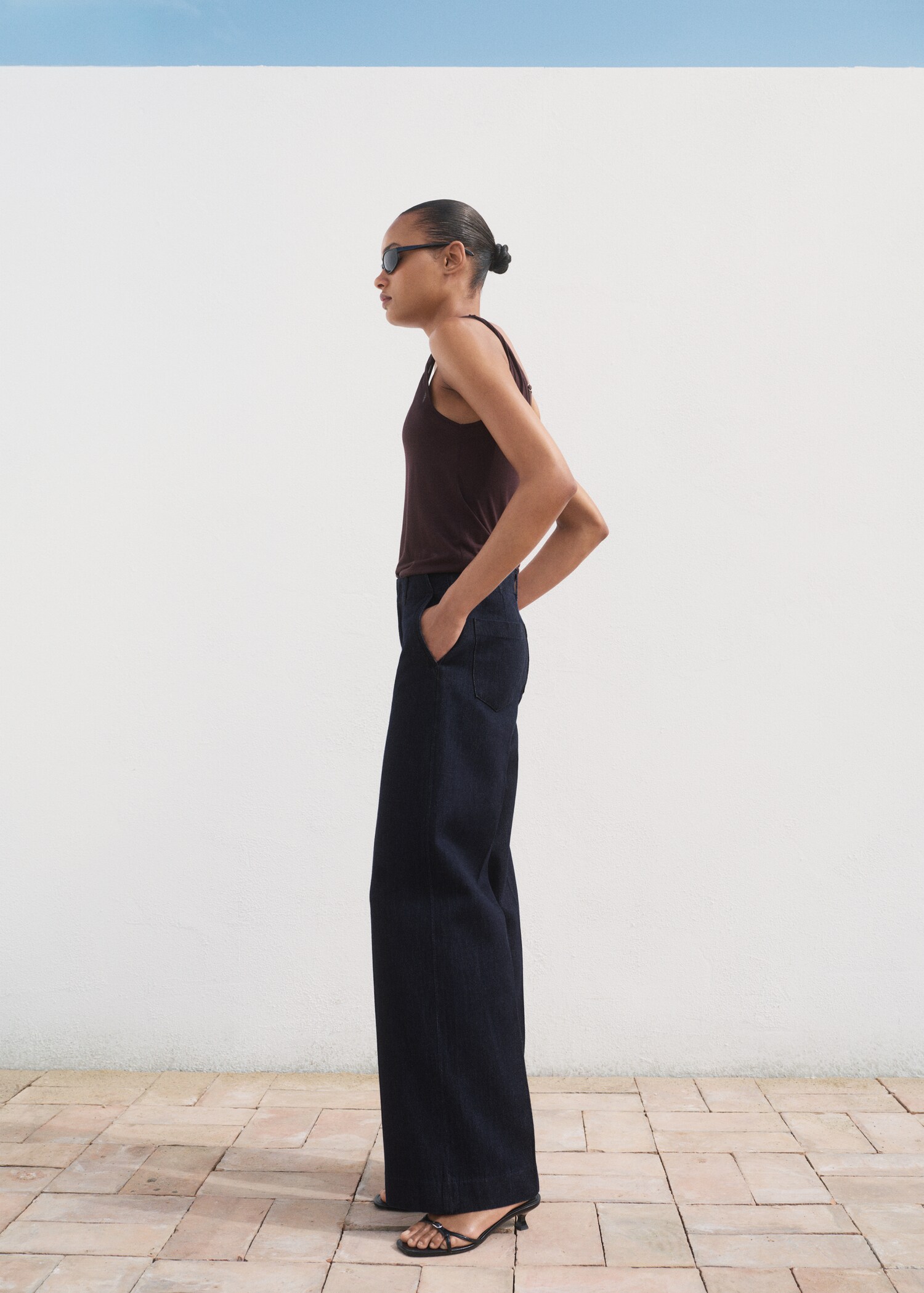 Pantalón denim wideleg tiro alto - Detalle del artículo 6