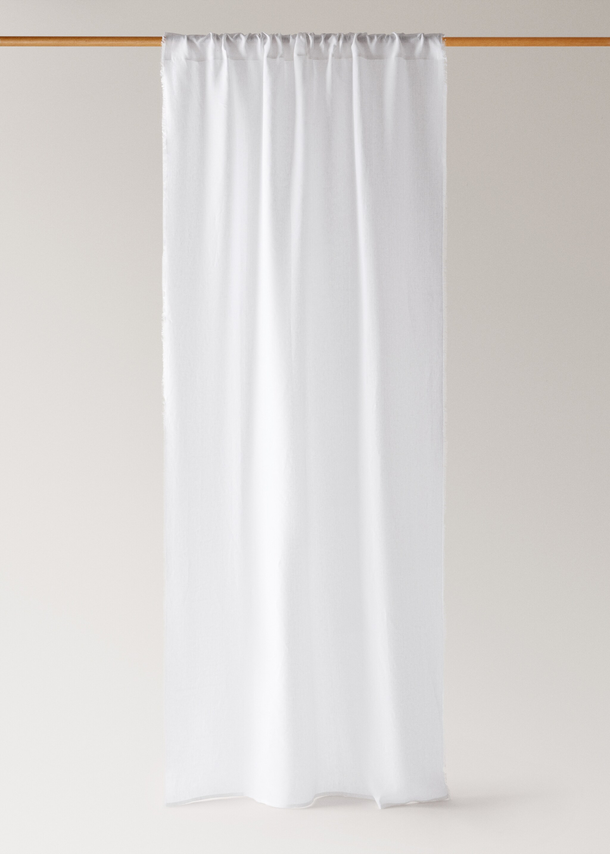 Linen curtain with frayed edge - Article without model, White. Ref: 17093332-00.