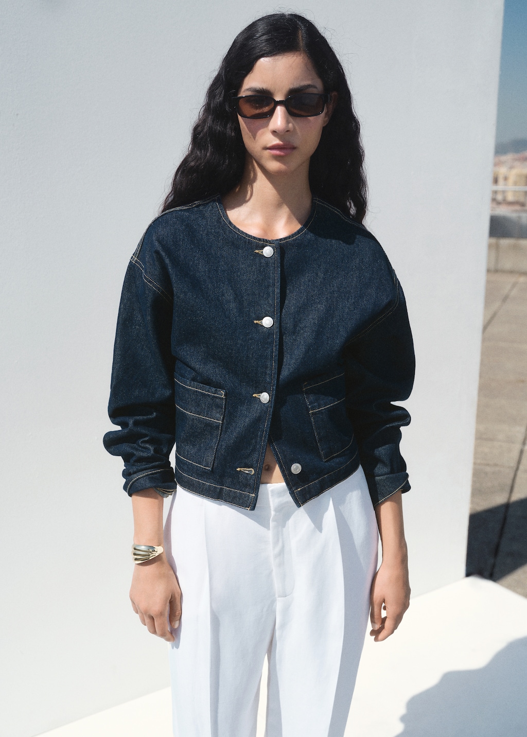 Chaqueta denim crop