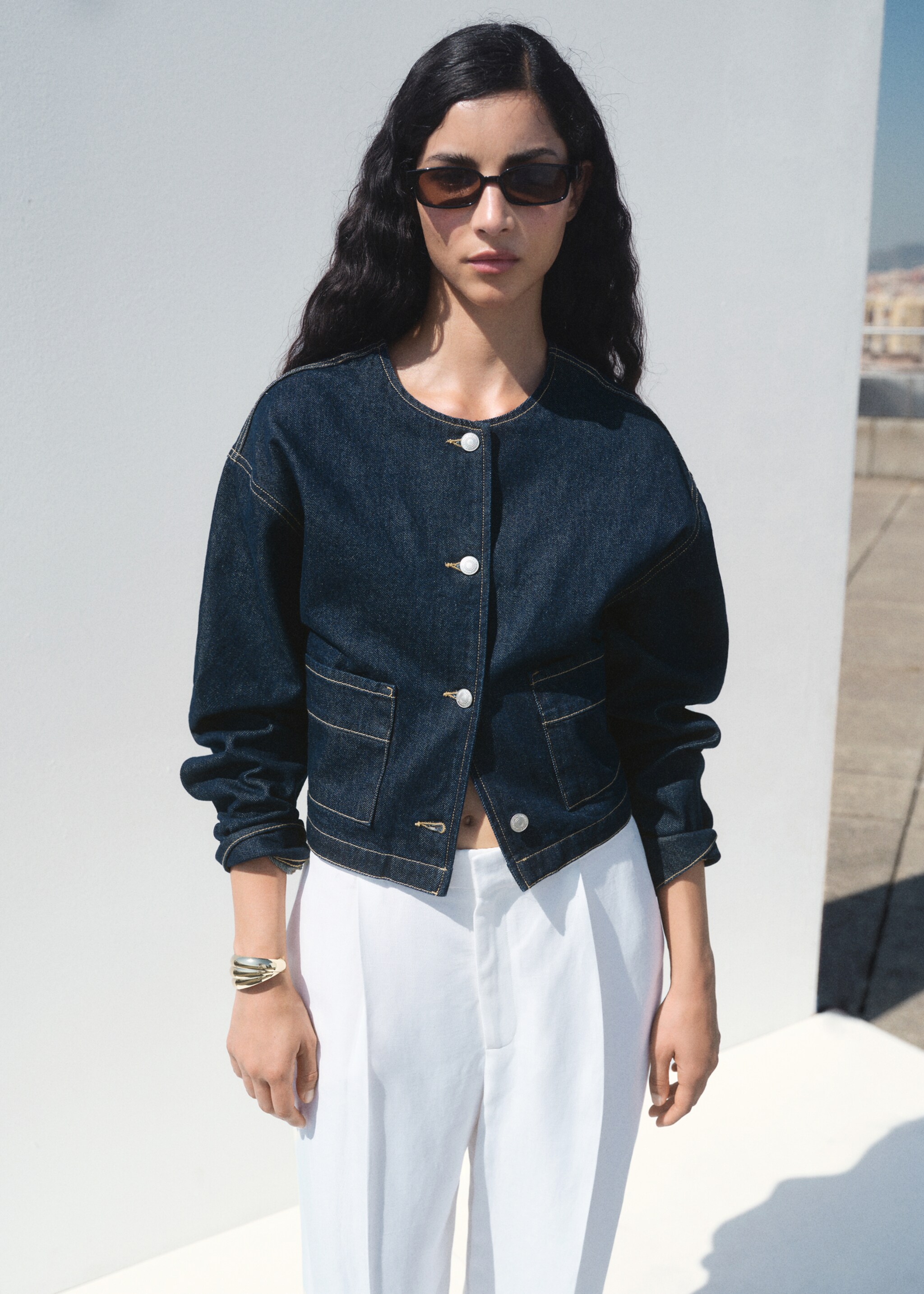 Denim jacket with pockets - Medium plane