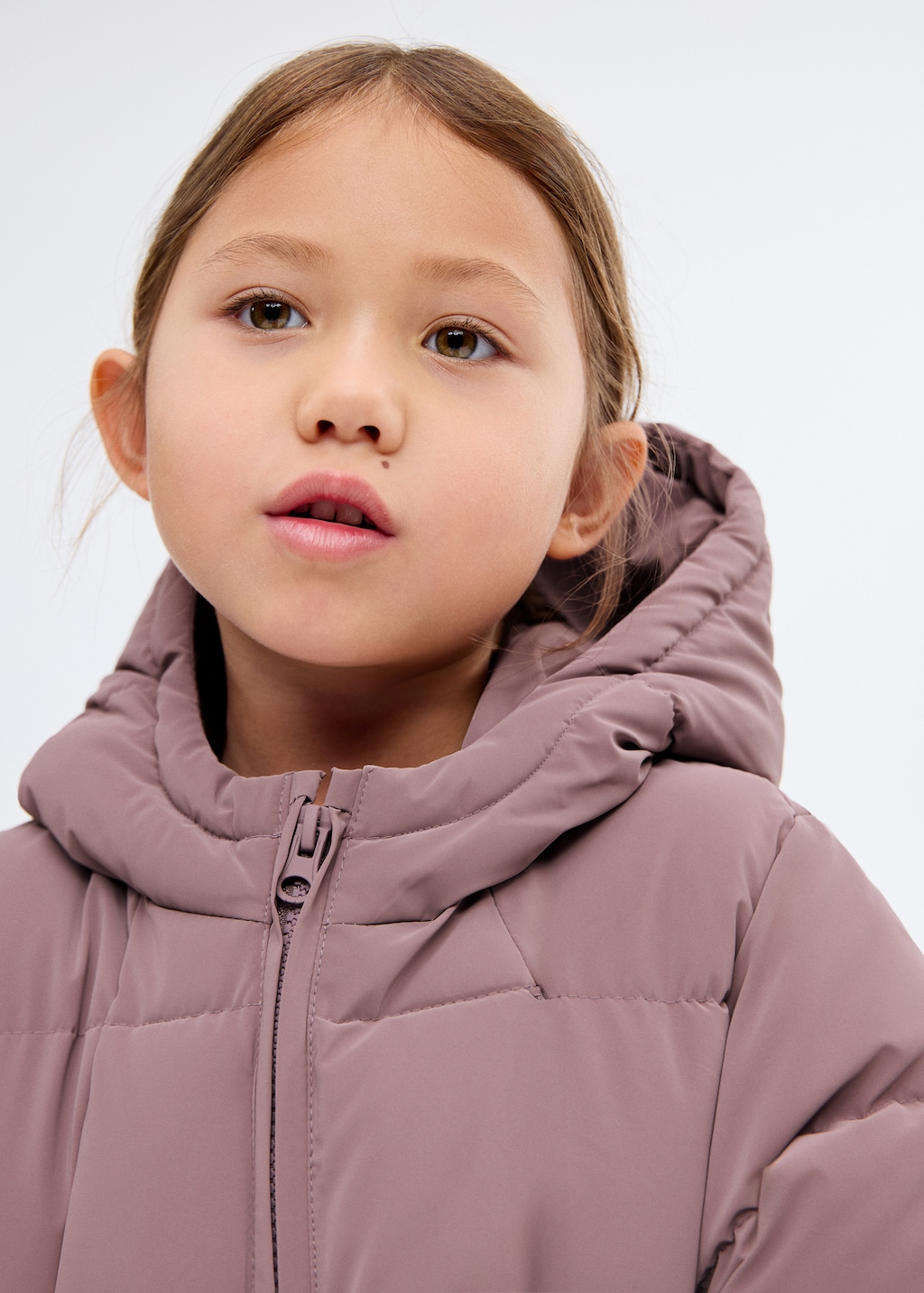 Long padded anorak with hood