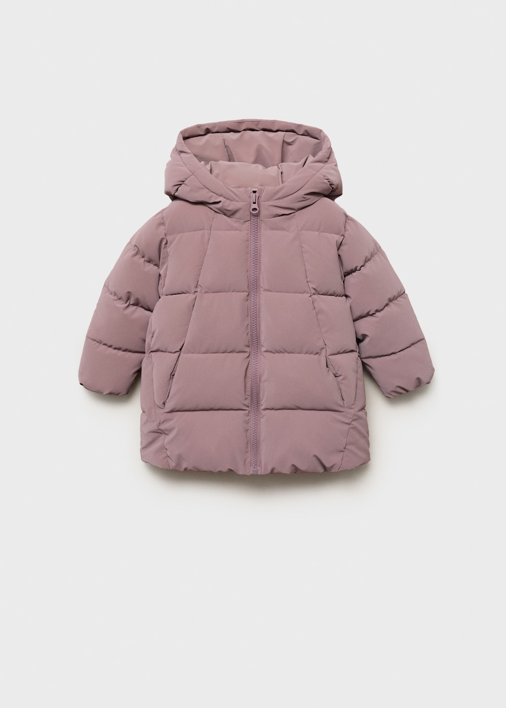 Long padded anorak with hood
