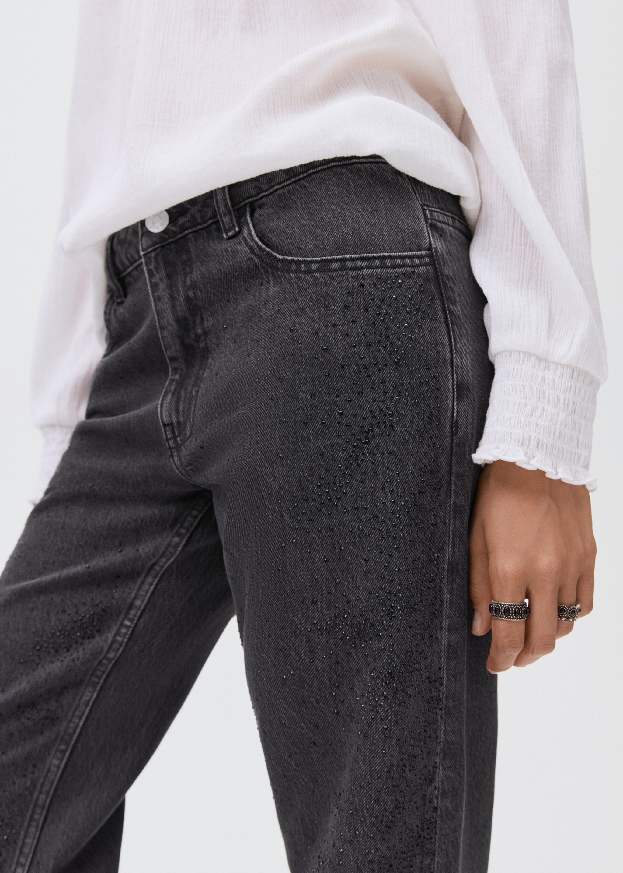 Jeans straight strass - Detalle del artículo 1, Denim negro. Ref: 17093794-00.