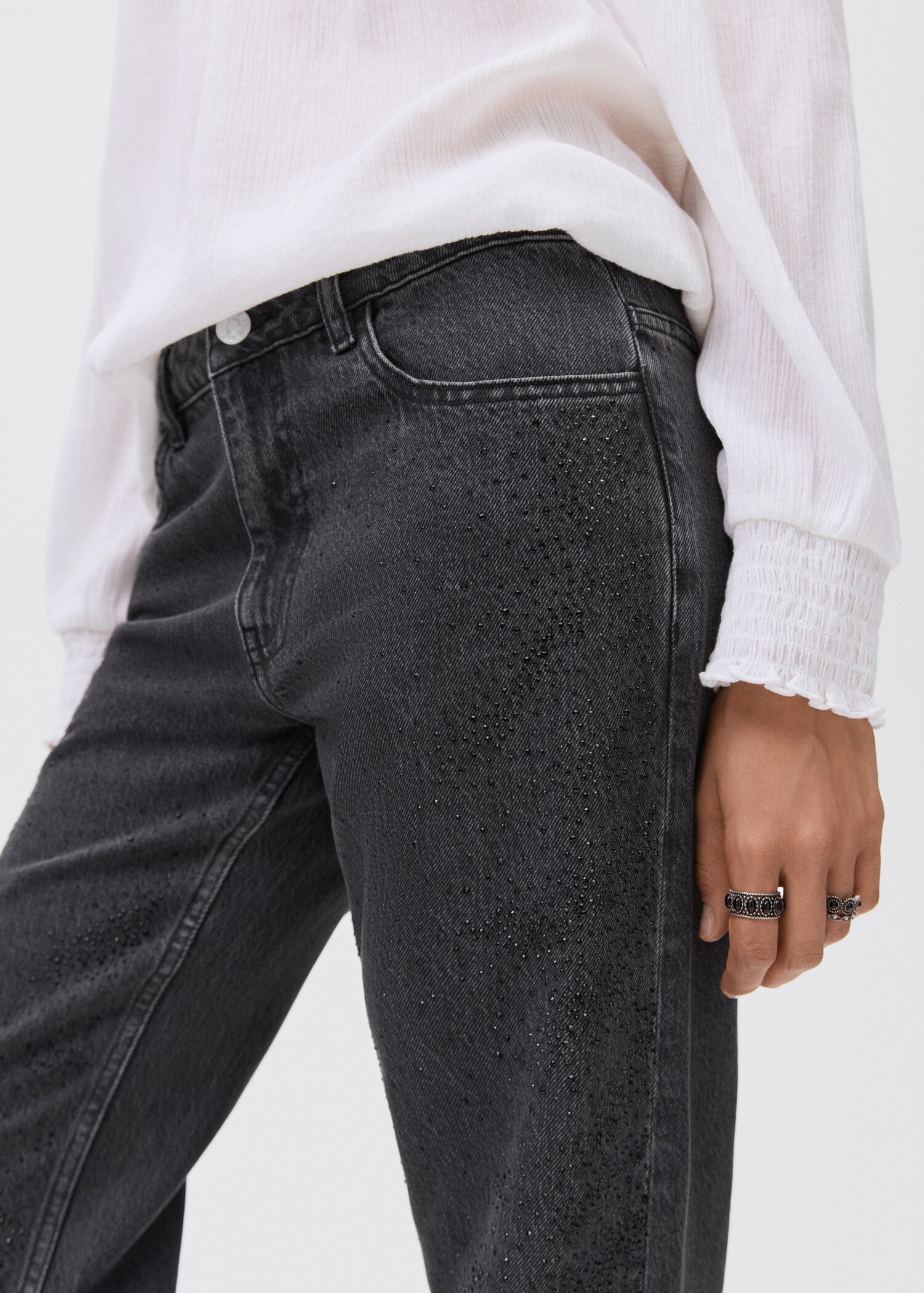 Jeans straight strass - Details of the article 1