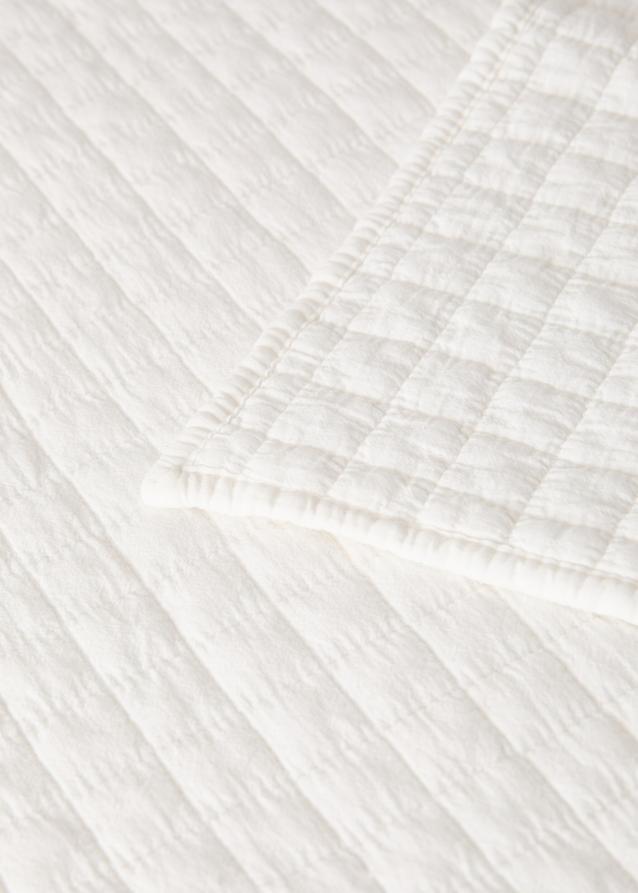 Cotton garment-dyed check bedspread for 150/160 cm bed - Details of the article 1