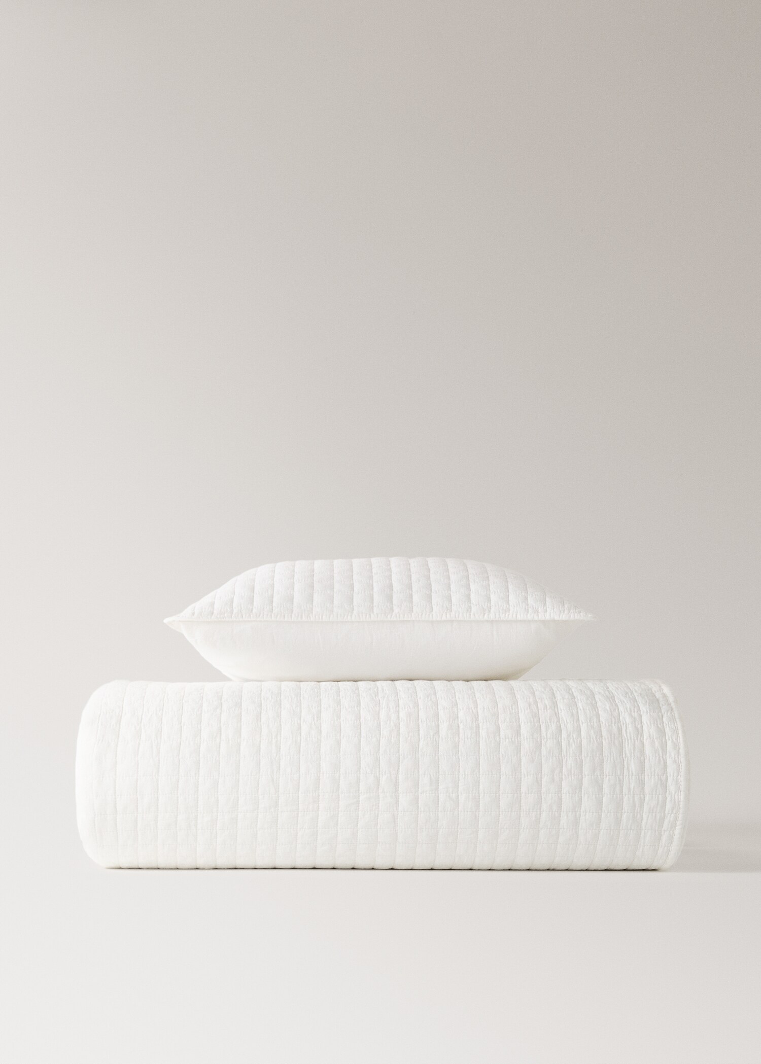 Cotton garment-dyed check bedspread for 150/160 cm bed - Details of the article 3