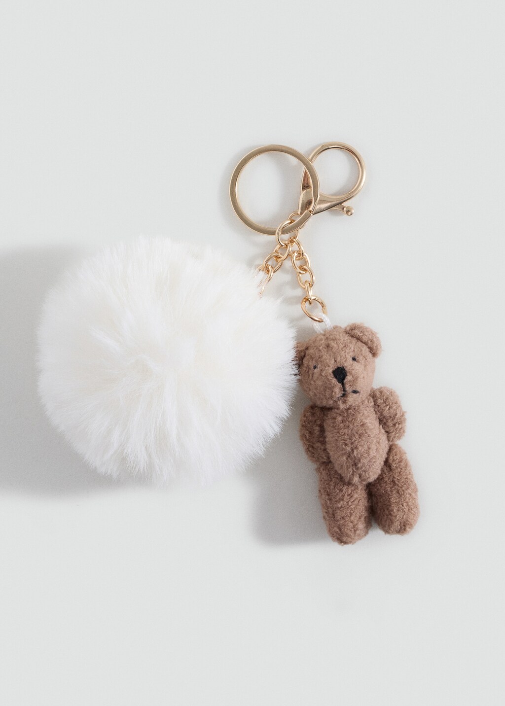 Teddy bear keychain with pom-pom