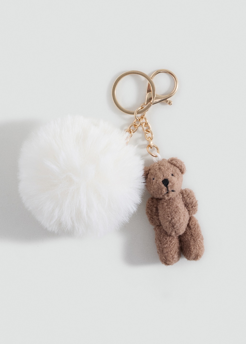 Teddy bear keychain with pom-pom