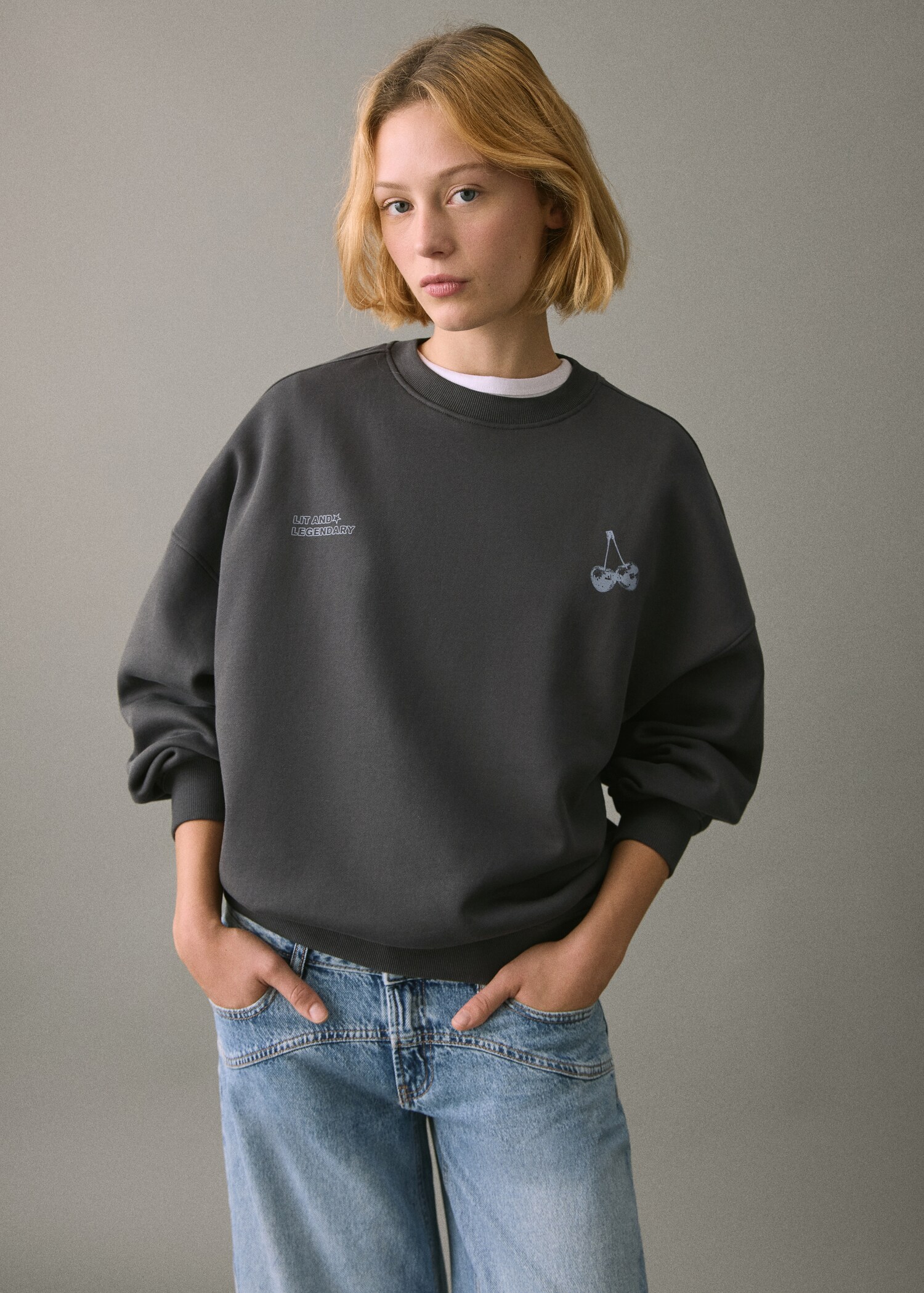 Sweat-shirt coton imprimé - Plan moyen