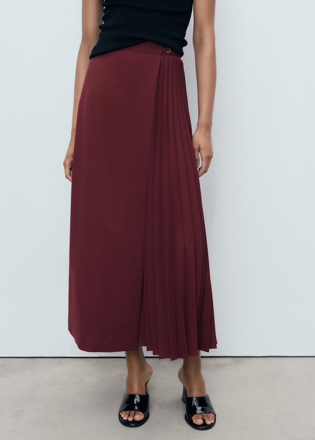 Pleated crossover skirt