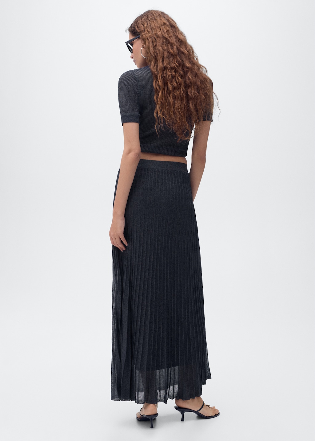 Lurex knitted pleated skirt