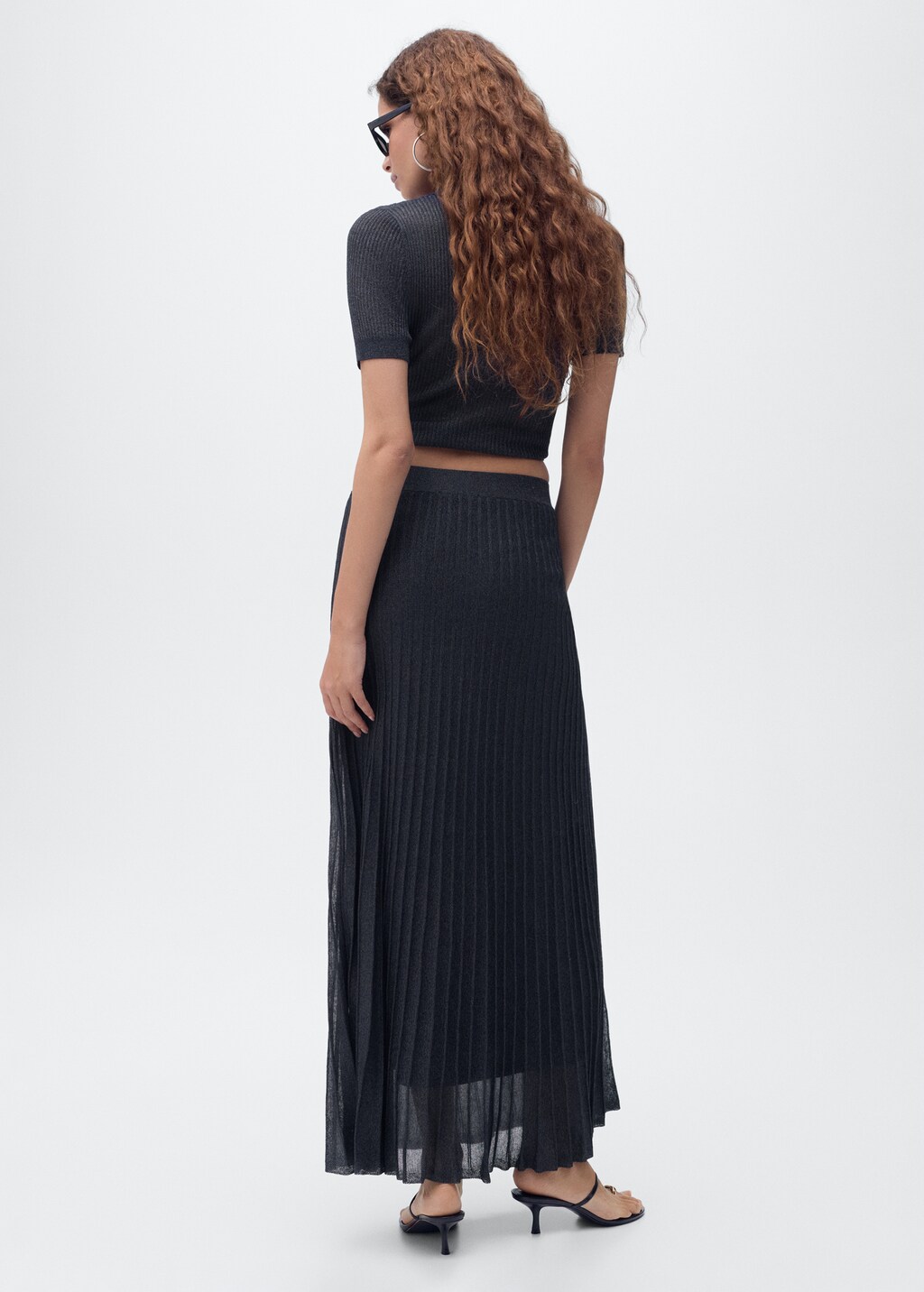 Lurex knitted pleated skirt