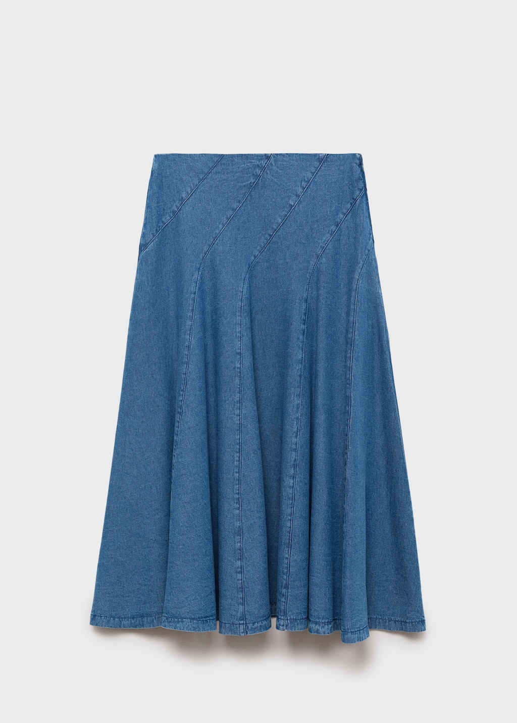 Denim midi-skirt with stitching