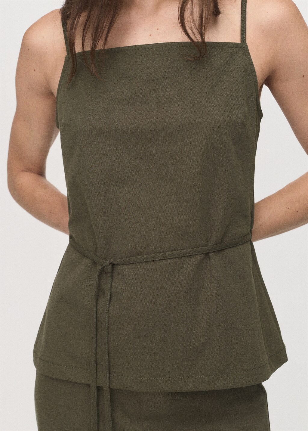 Cotton top with waist tie