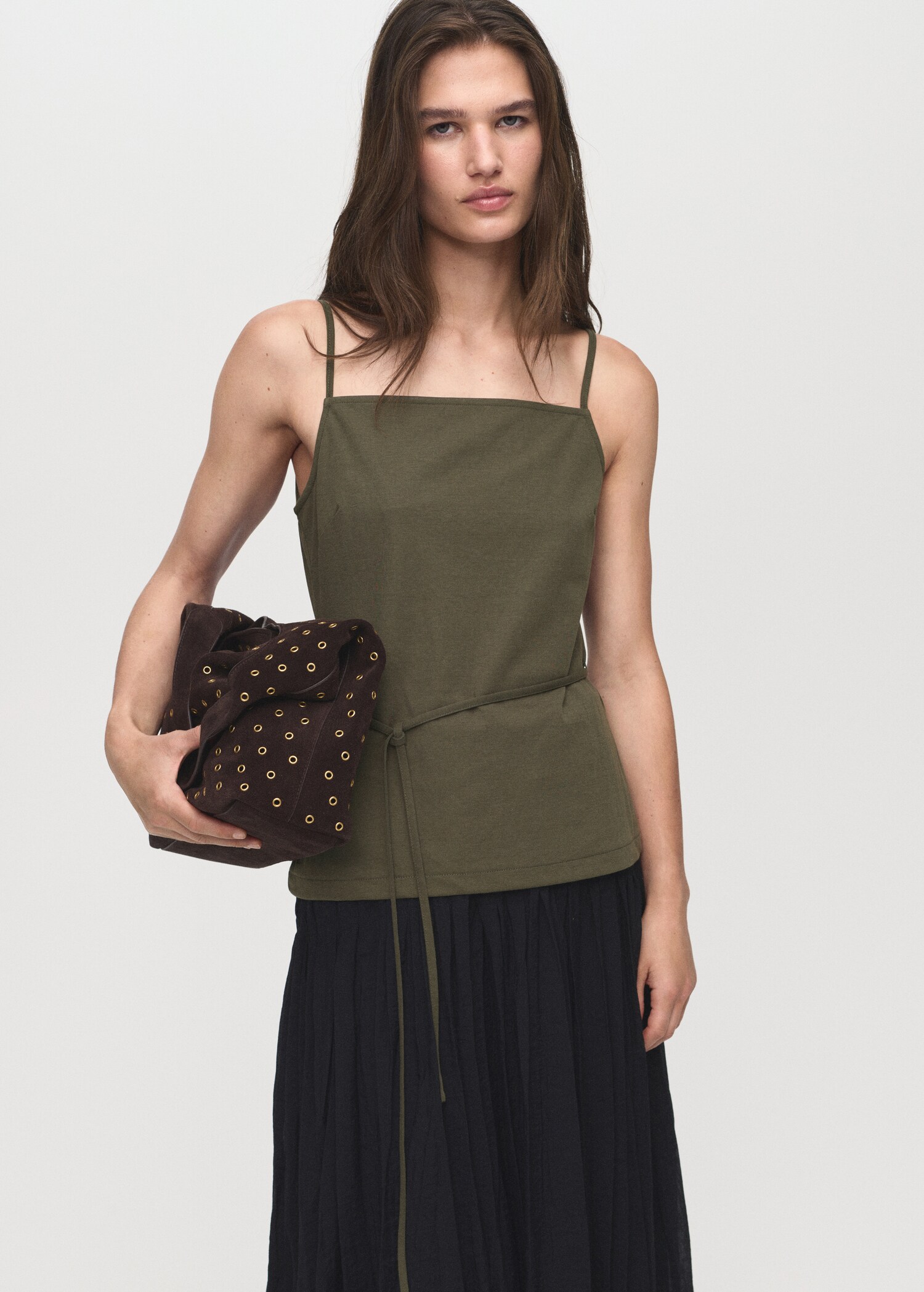 Cotton top with waist tie - Details of the article 2