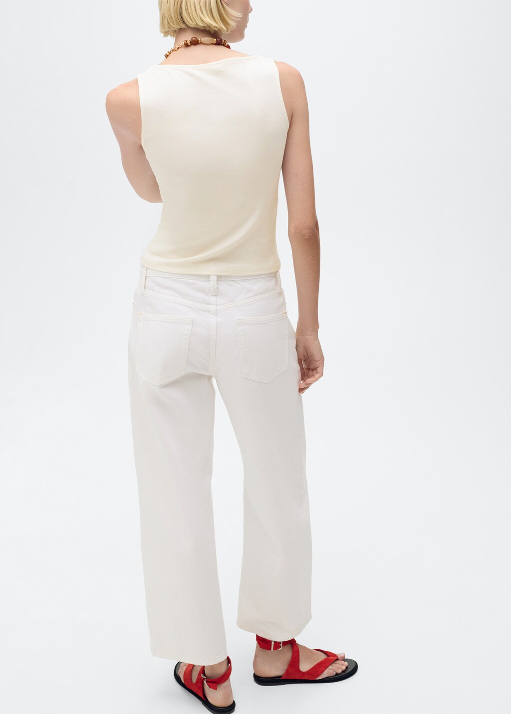 Mango Boat-neck strapless top