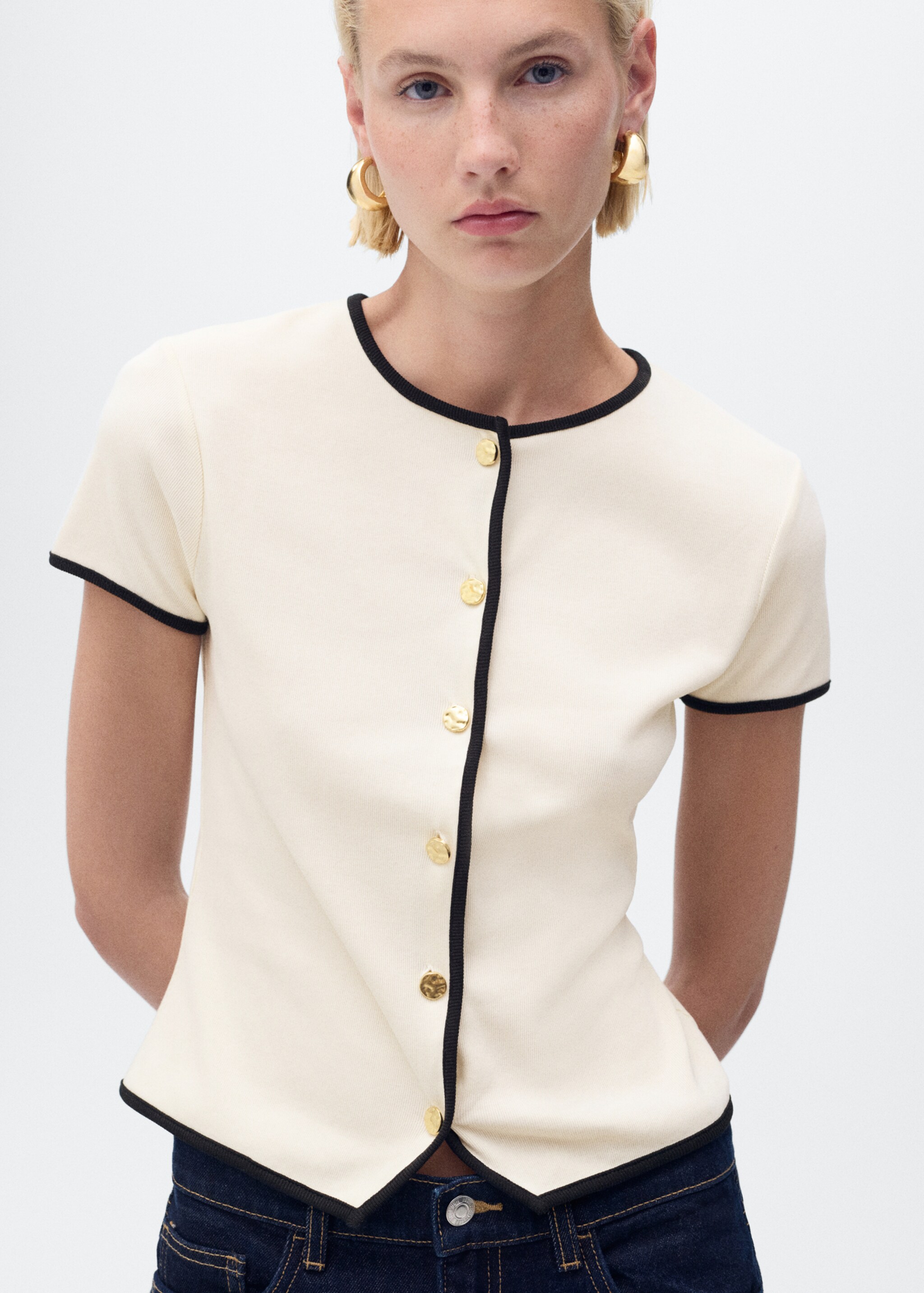 Cotton t-shirt with contrasting trim - Medium plane