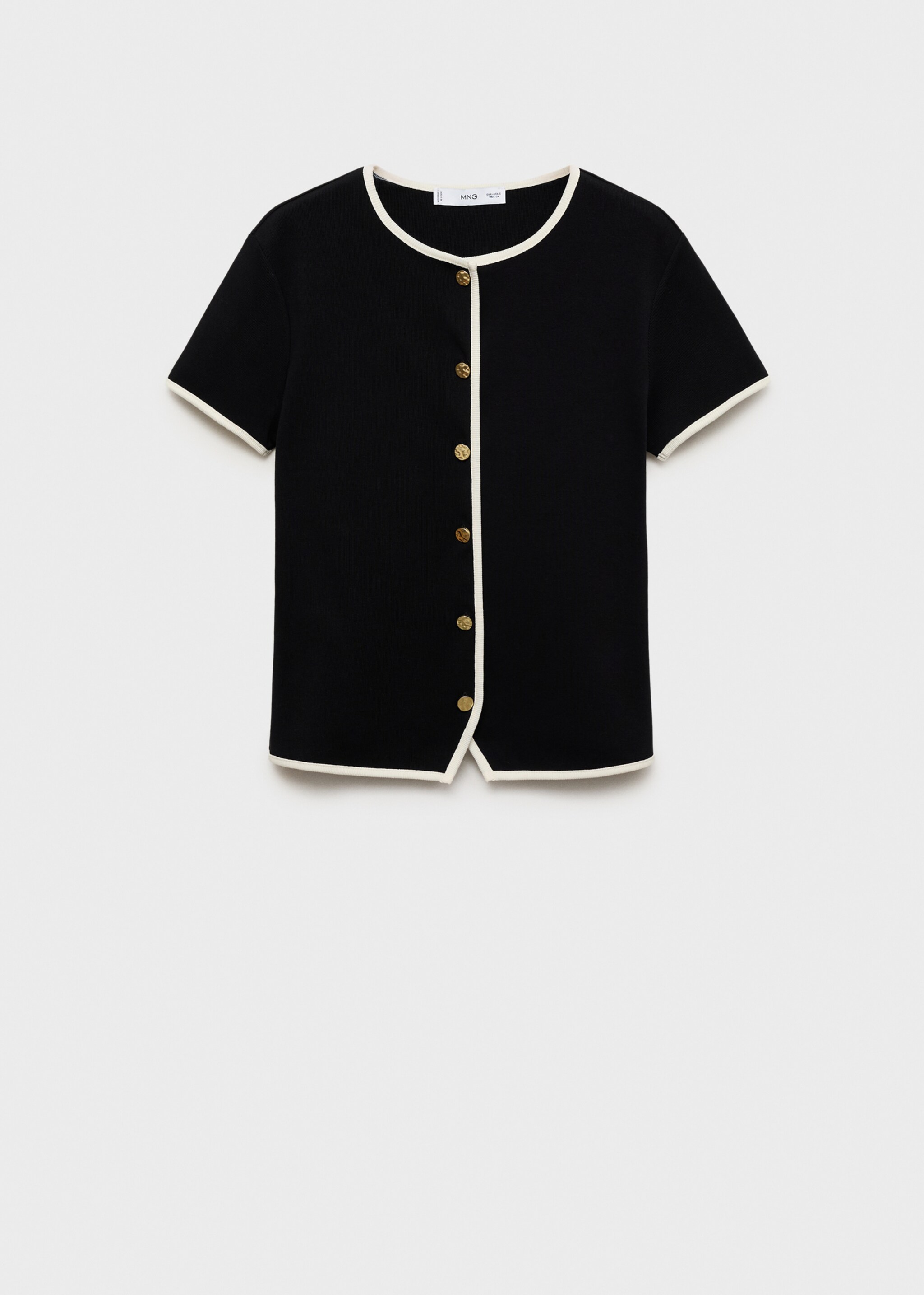 T-shirt katun dengan trim kontras - Barang tanpa model, Hitam. Ref: 17094083-00.