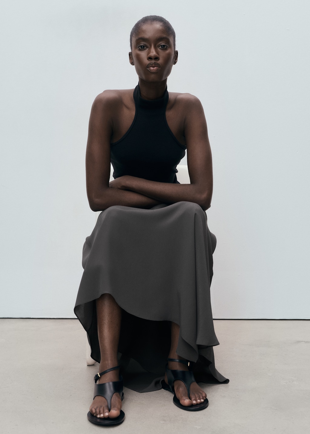 Asymmetrical maxi-skirt