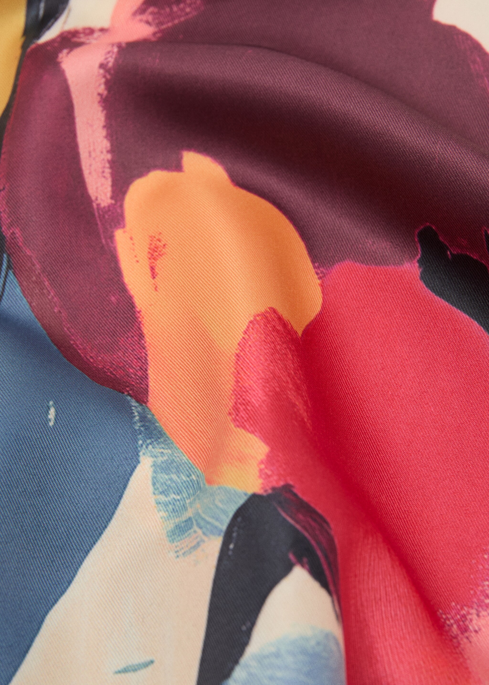 Floral-print satin scarf - Details of the article 1