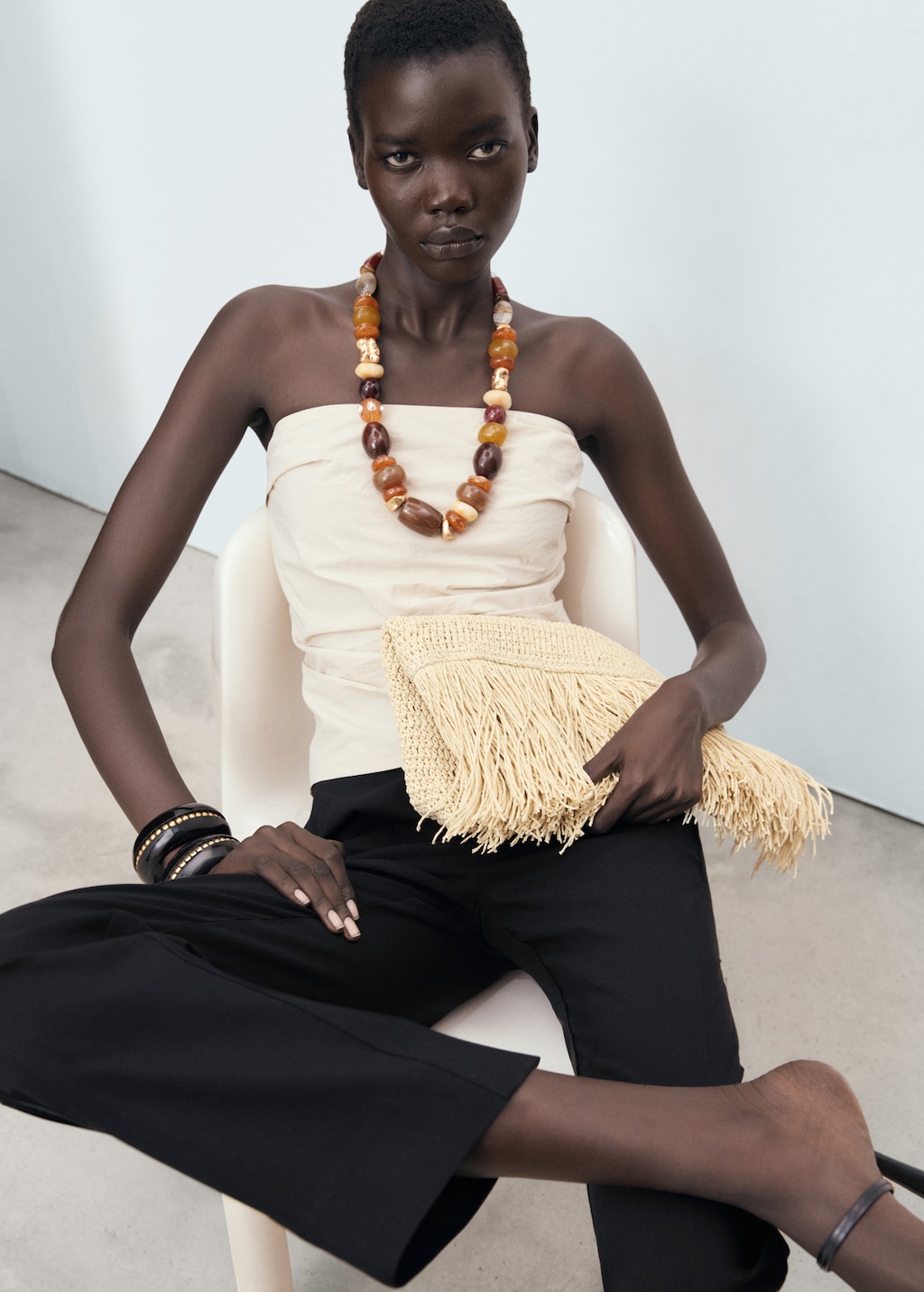 Straight-cut crop pants