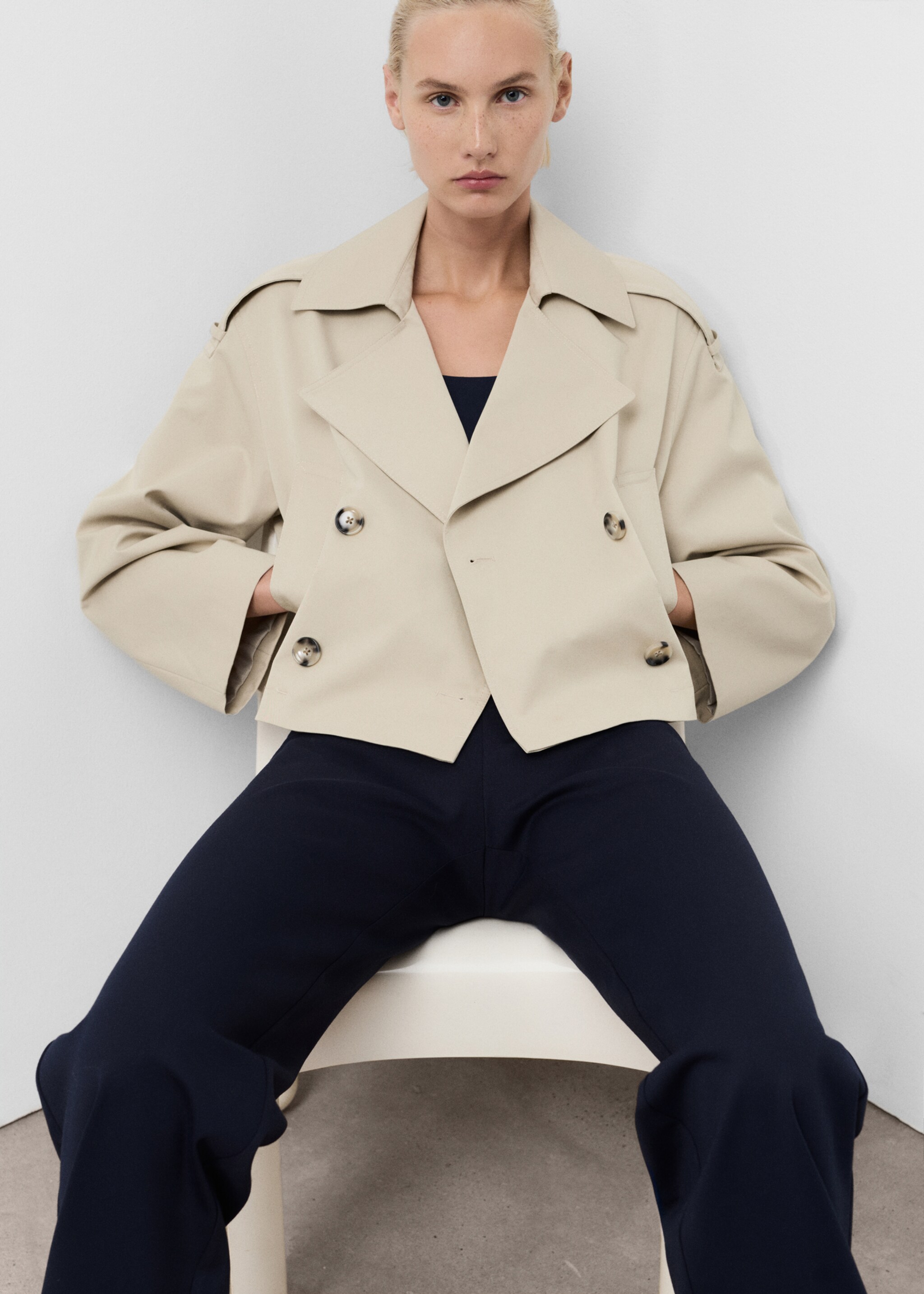 Straight-fit trousers with elastic waist - Детальніше про товар 2, Темно-синій. Ref: 17094090-00.