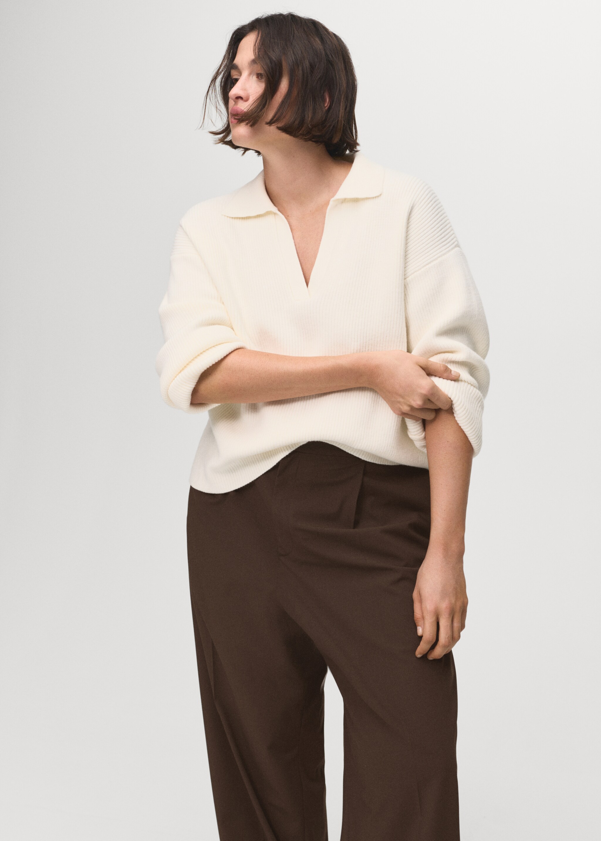 Pantalon wide leg à taille basse - Détail de l'article 5, Marron. Ref: 17094096-00.