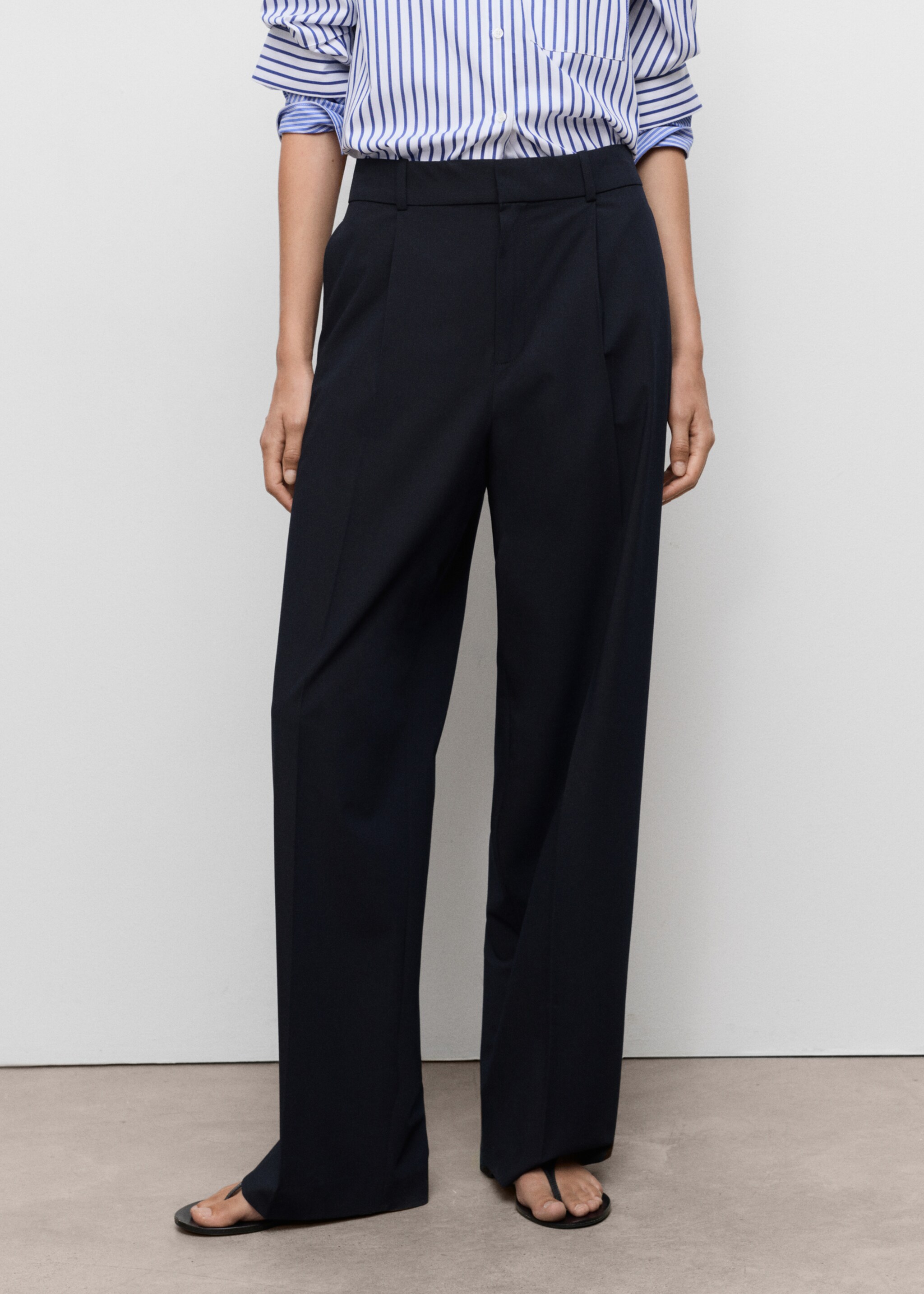 Low-rise wide-leg trousers - Medium plane, Navy. Ref: 17094096-00.