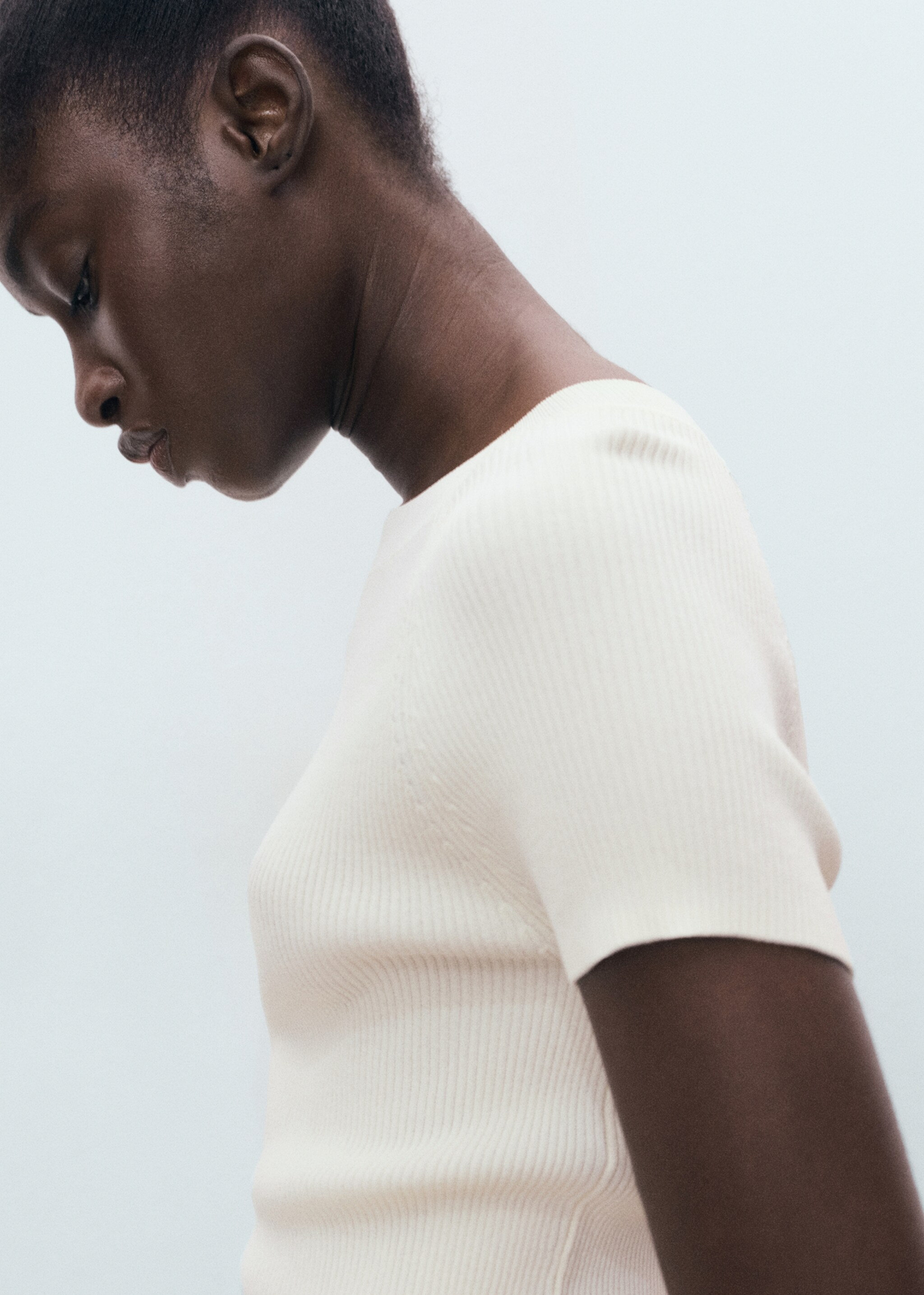 Ribbed knit short-sleeve jumper - Details of the article 1