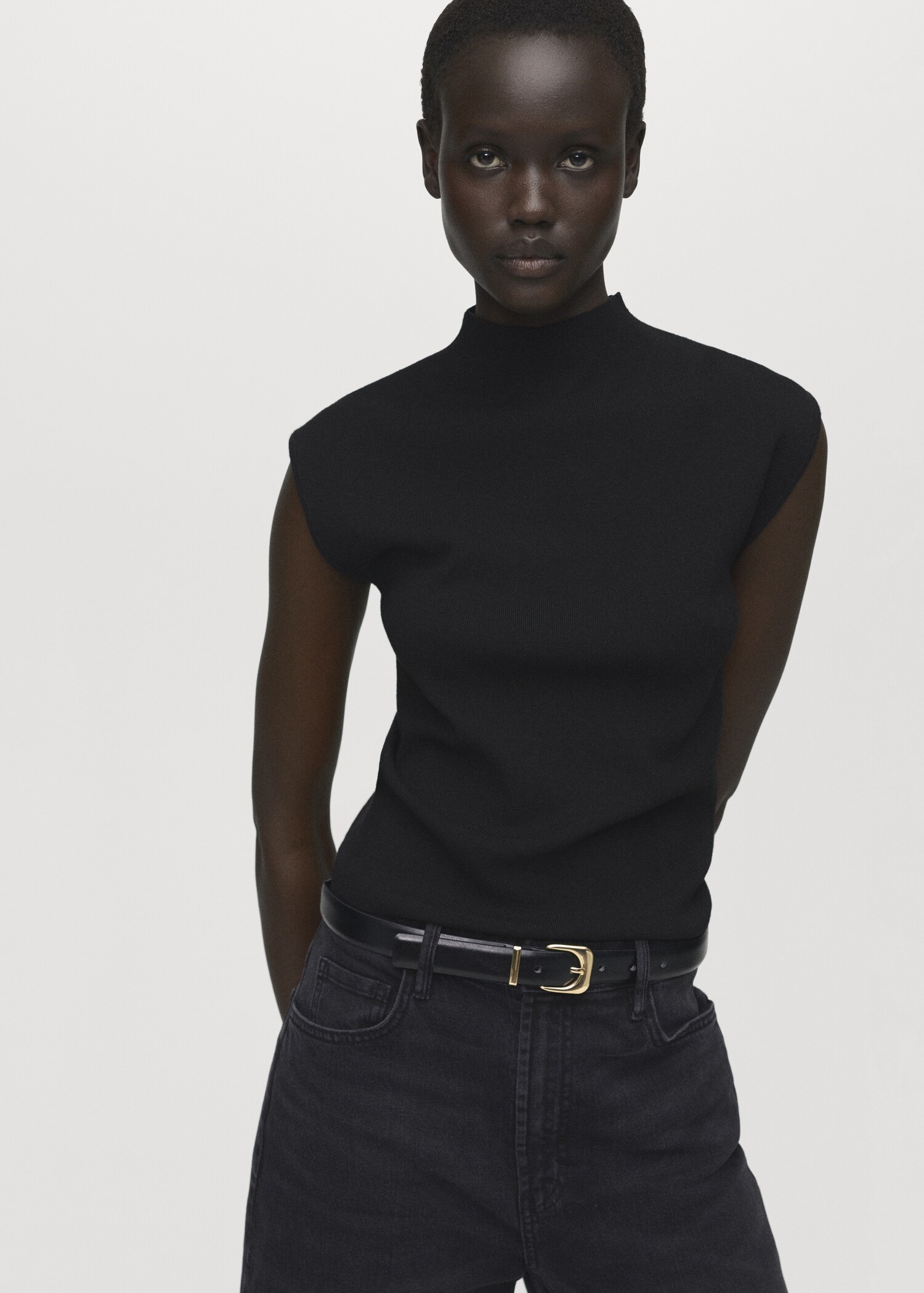 Perkins-neck knitted top - Medium plane